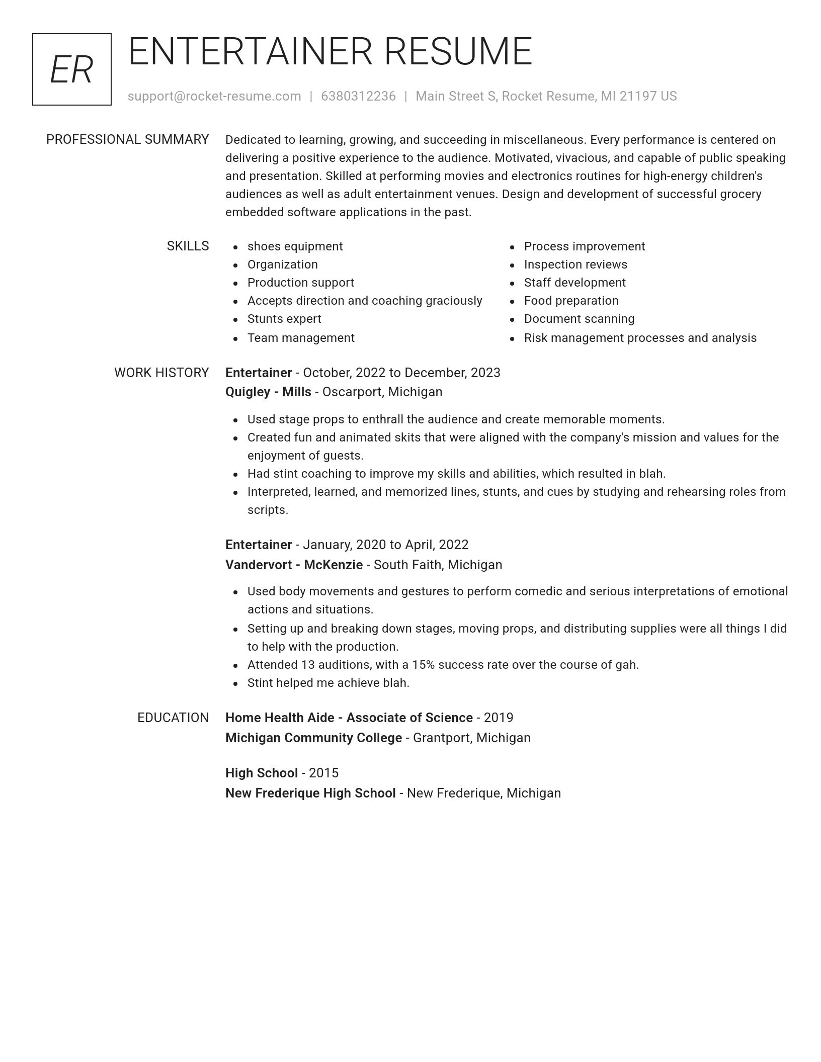 Renowned resume template