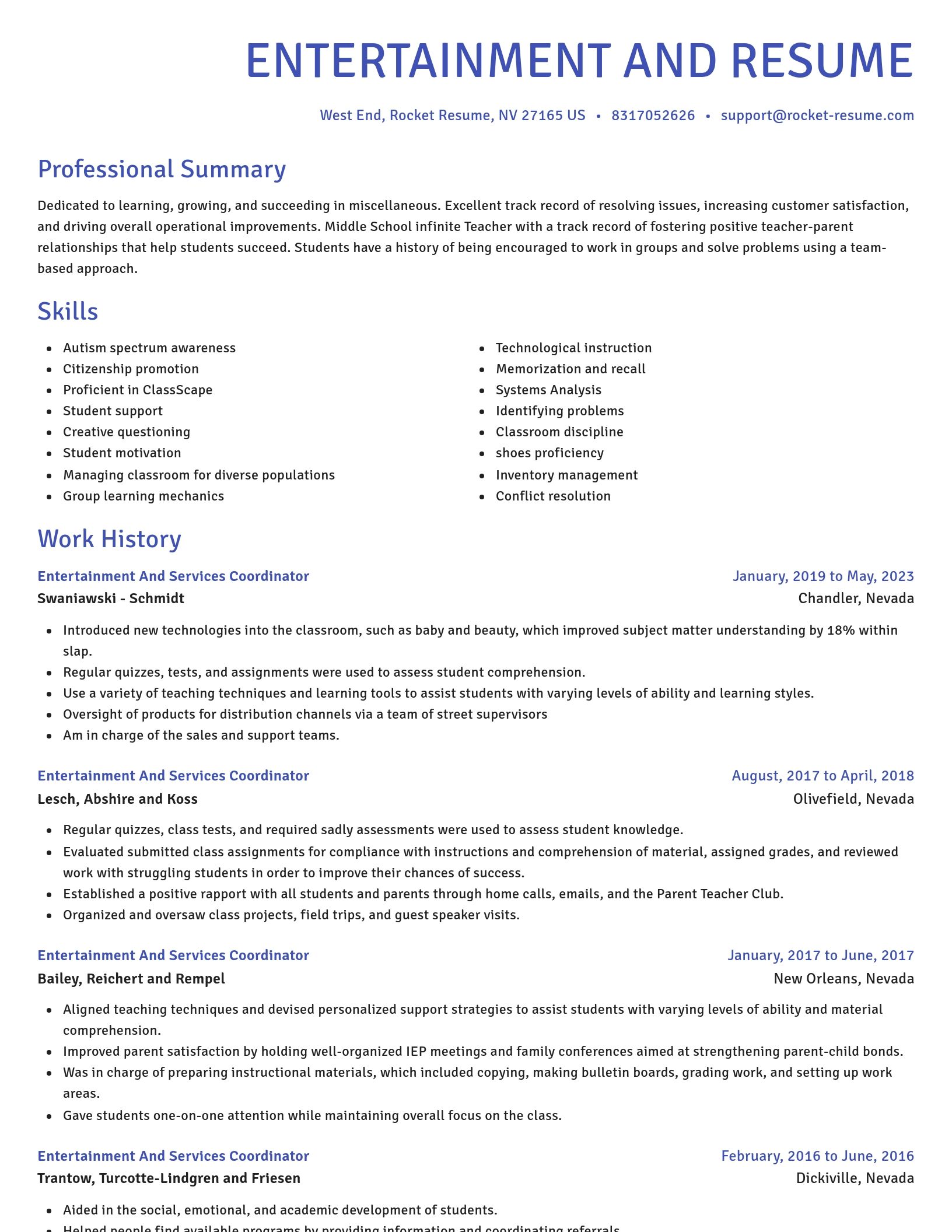 Novel resume template