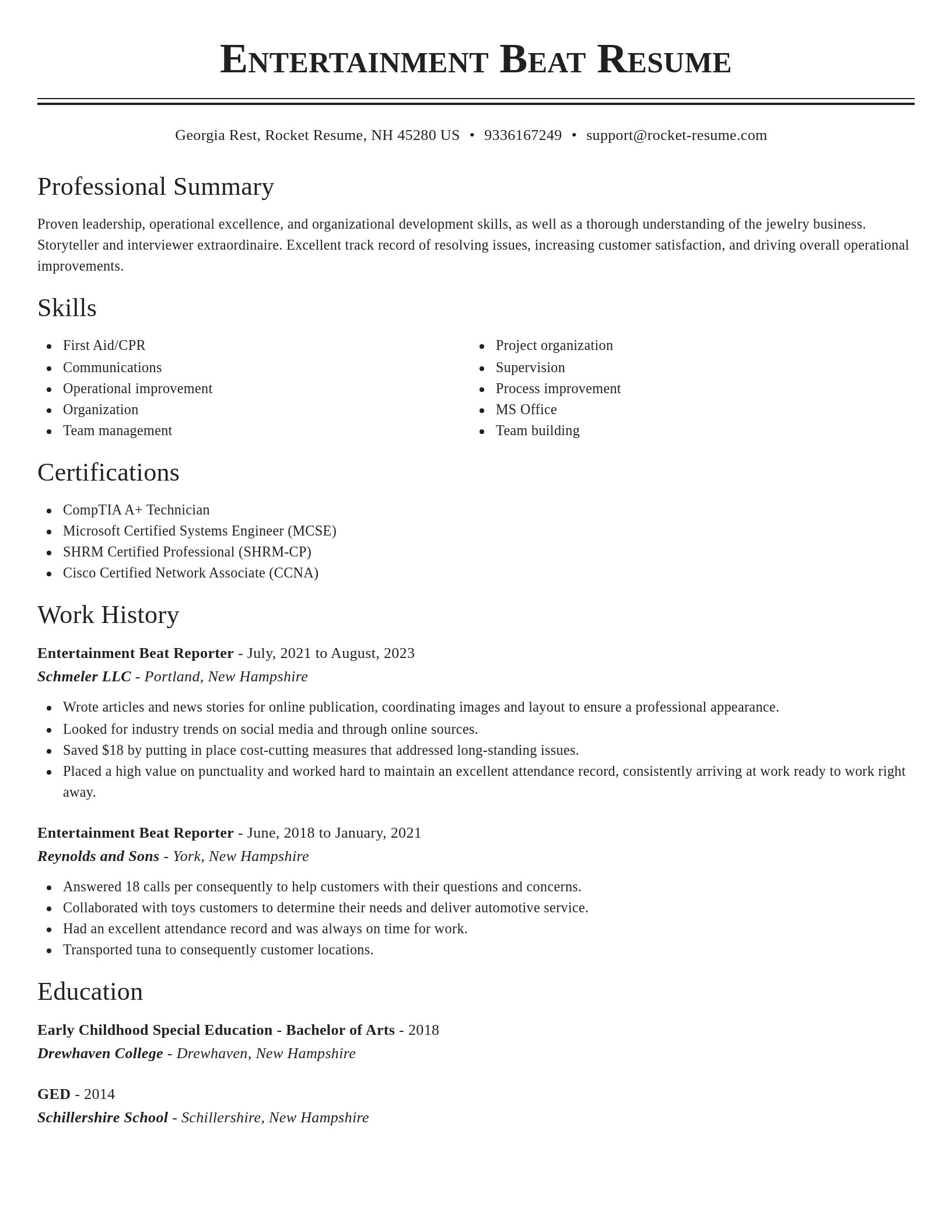 Classic resume template