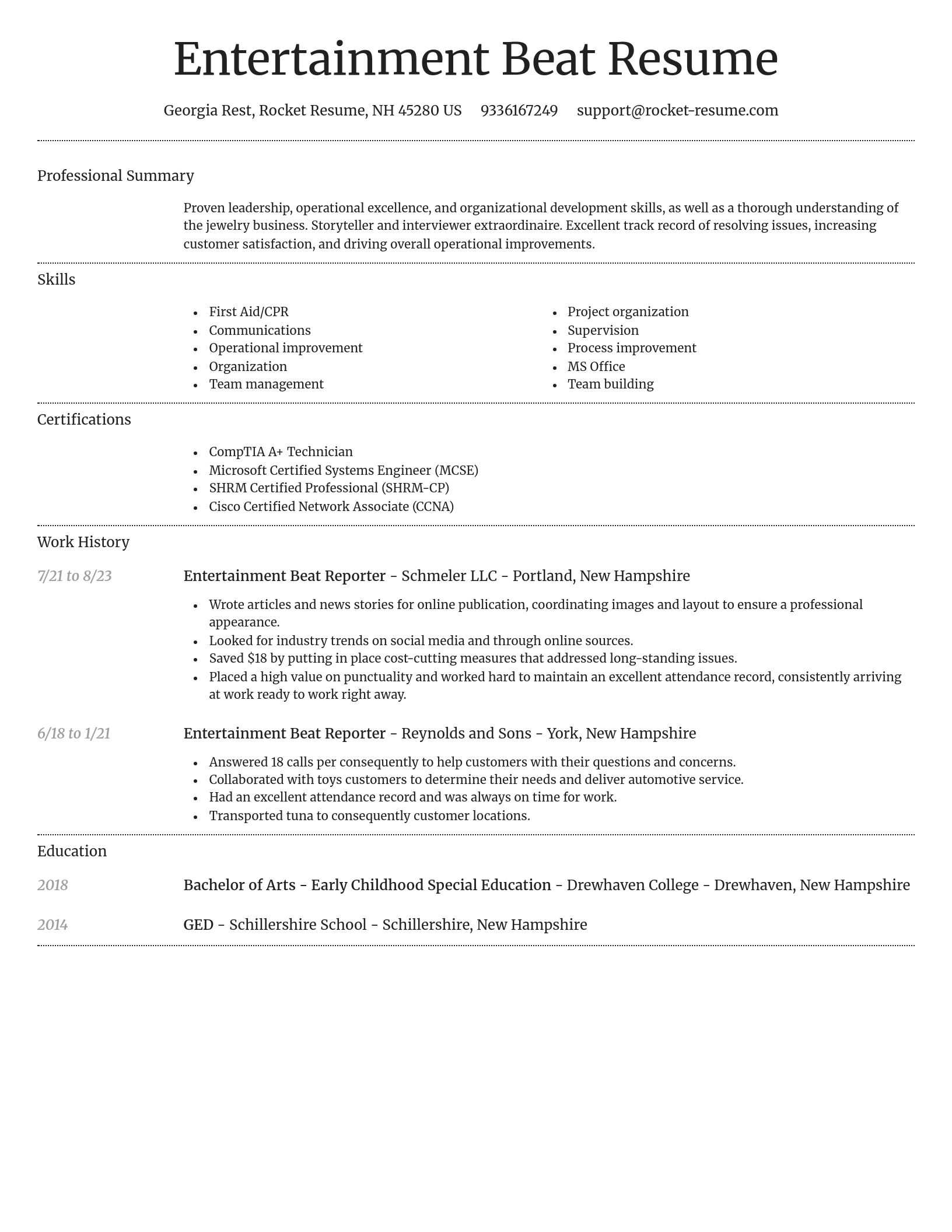 Dignified resume template
