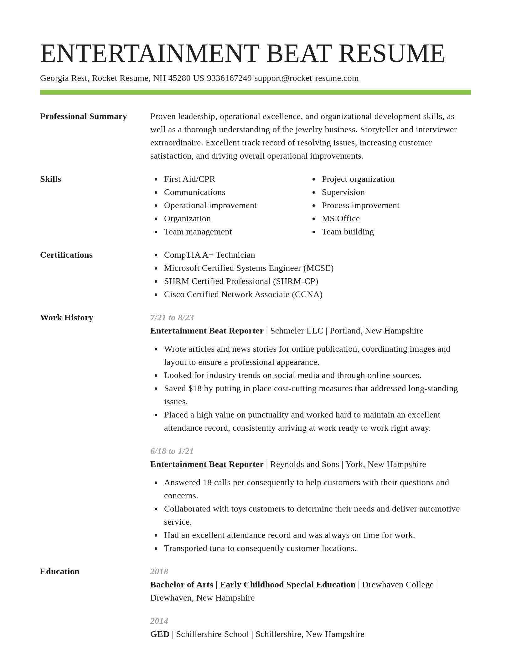 Smart resume template