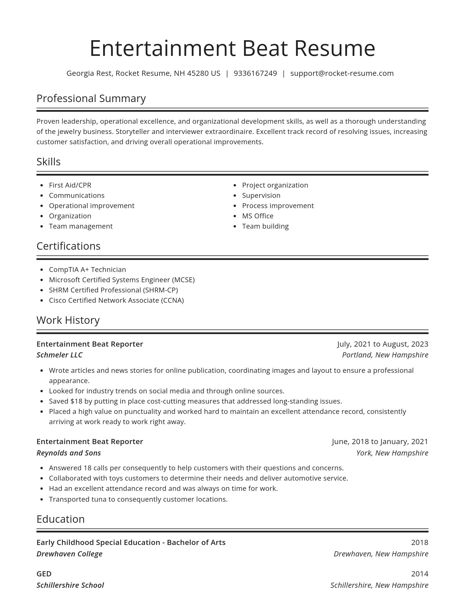 Spotlight resume template