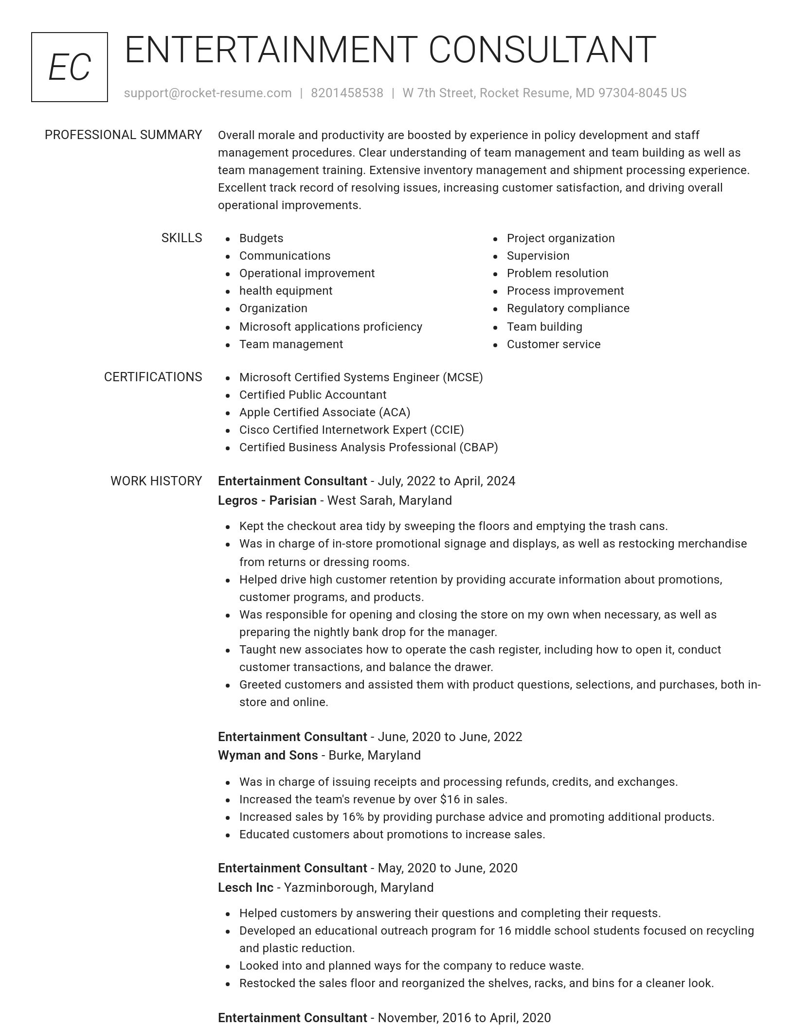 Renowned resume template