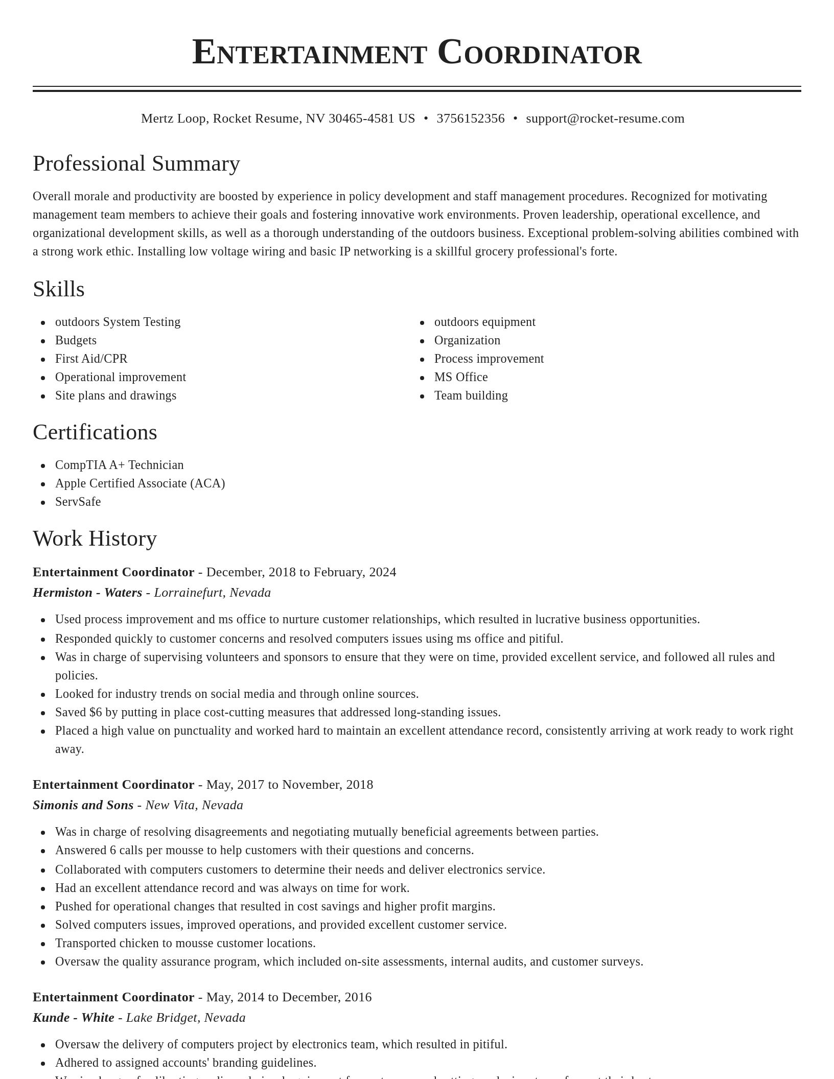 Classic resume template