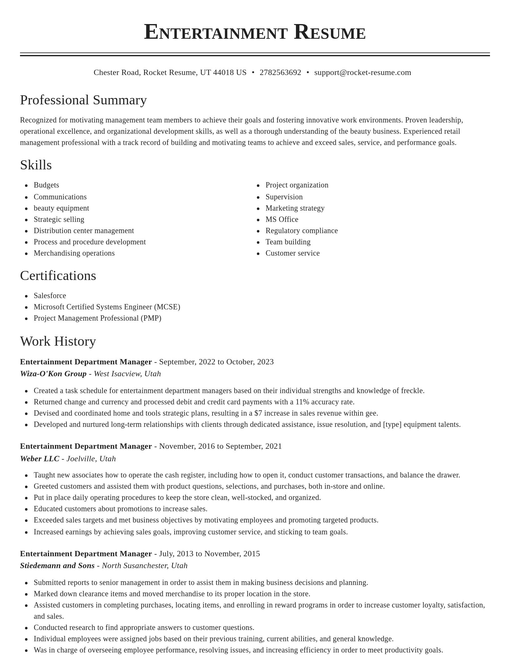 Classic resume template