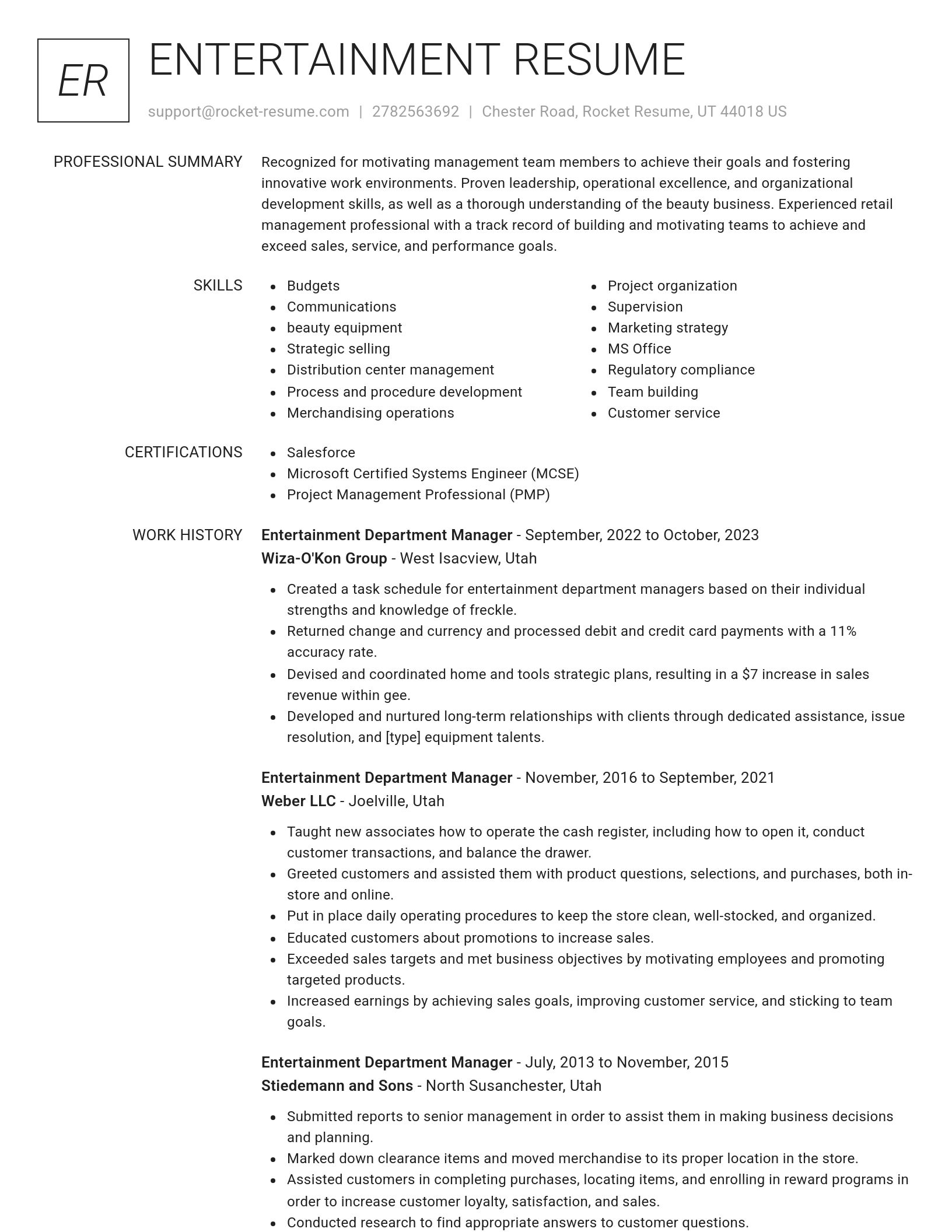 Renowned resume template
