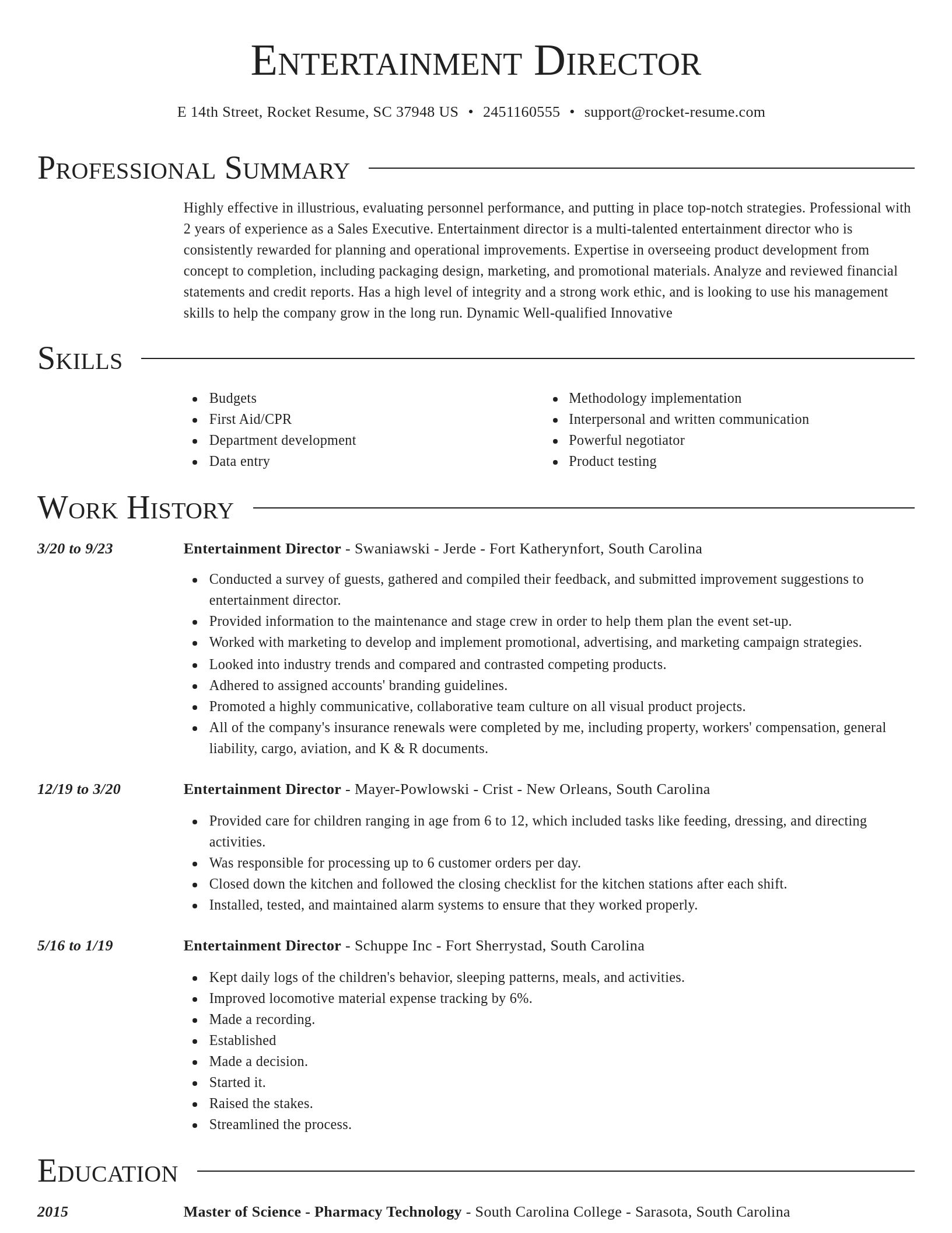 Director resume template