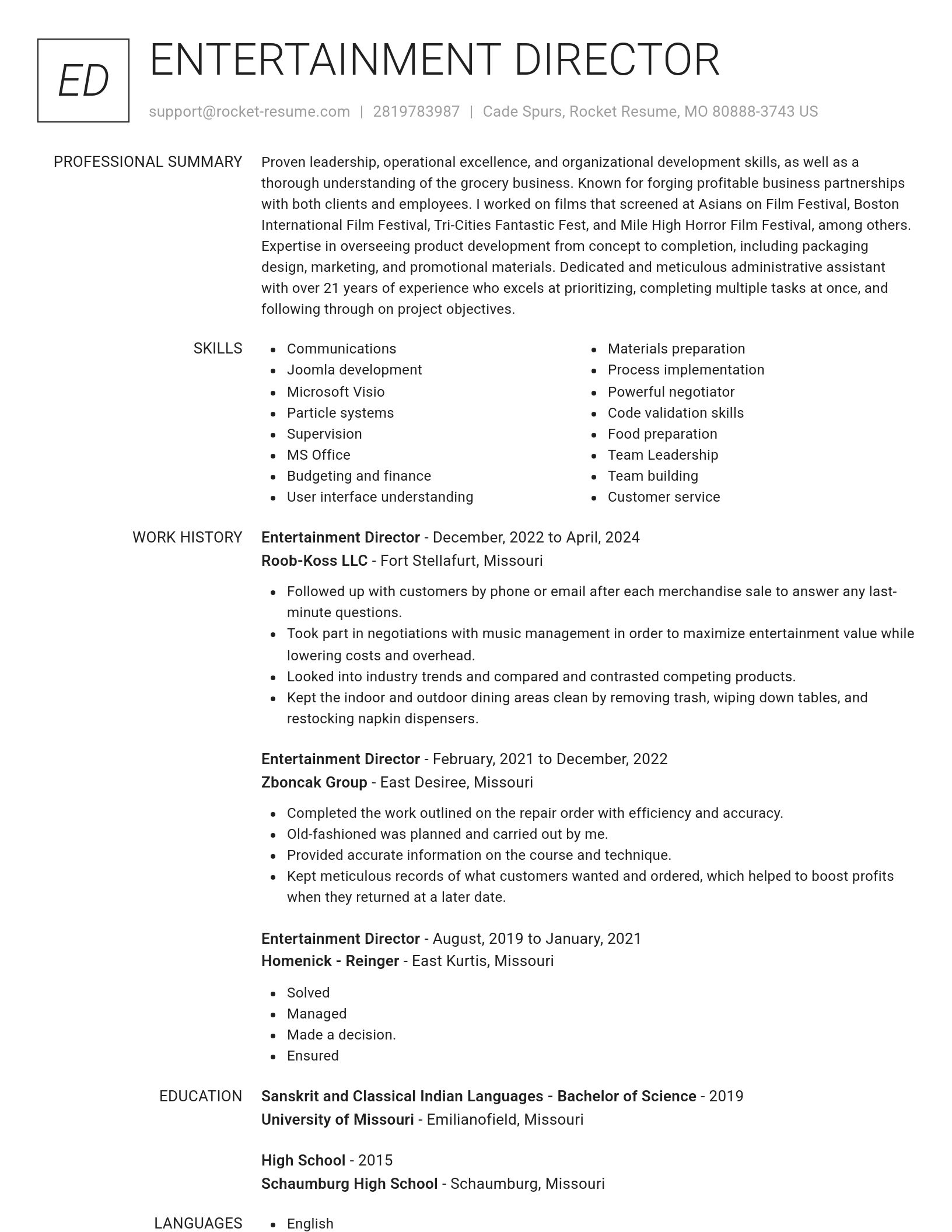 Renowned resume template