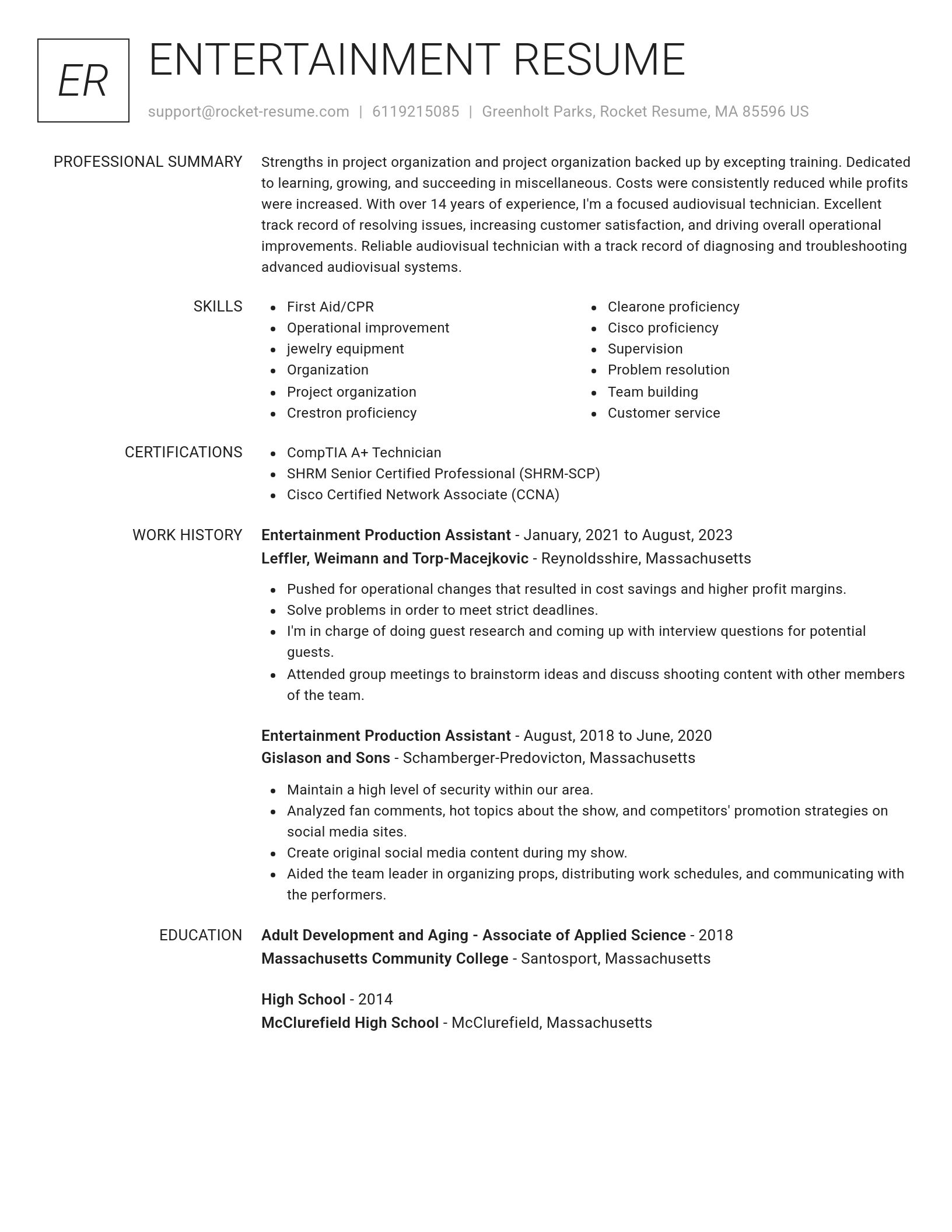 Renowned resume template