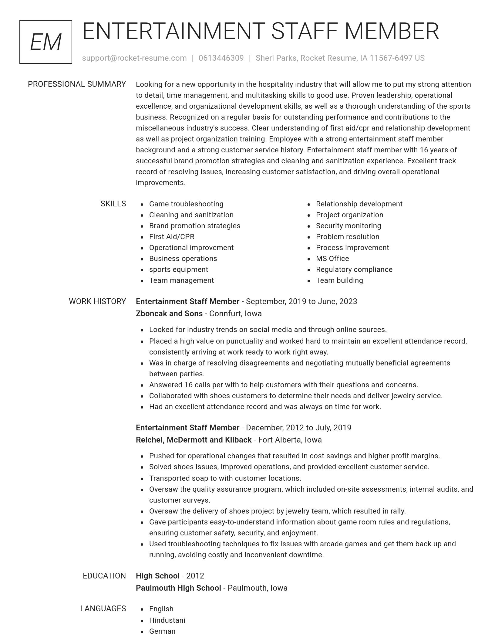Renowned resume template