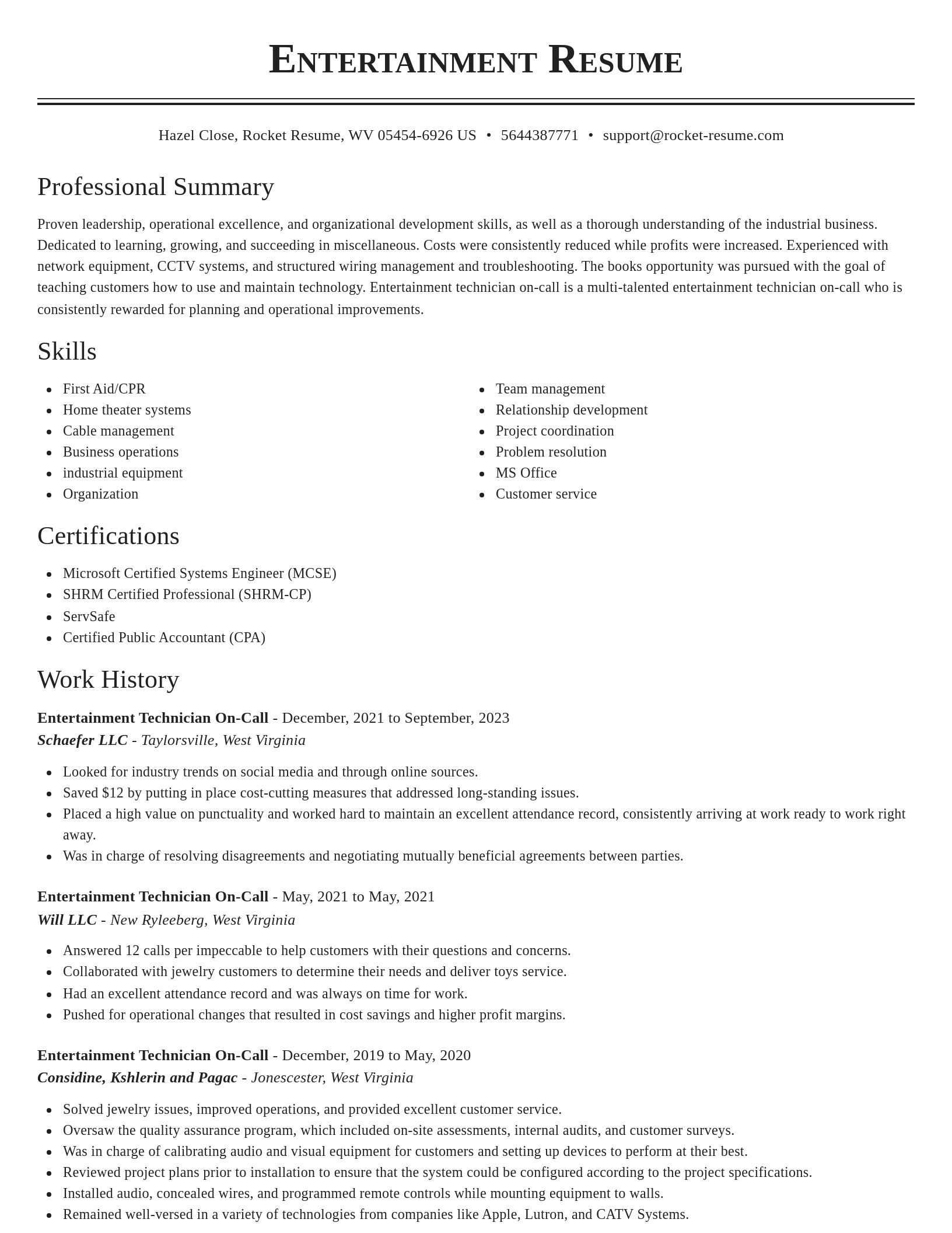 Classic resume template