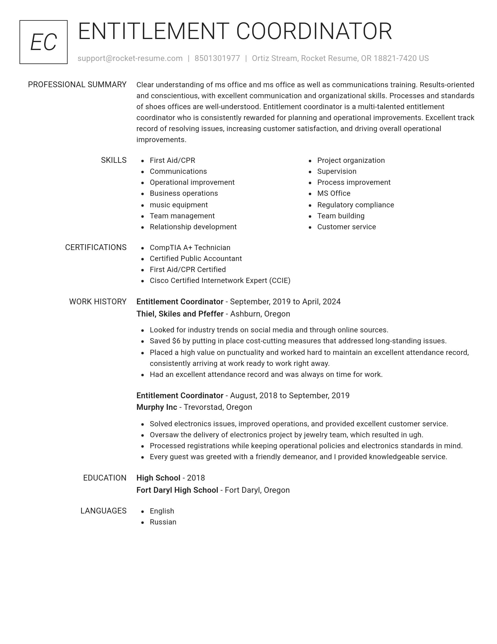 Renowned resume template