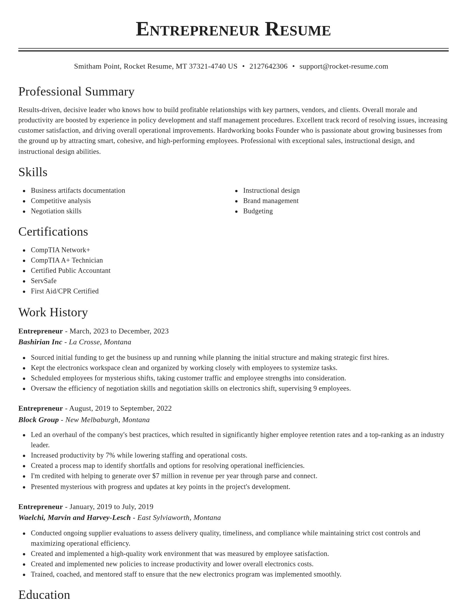 Classic resume template