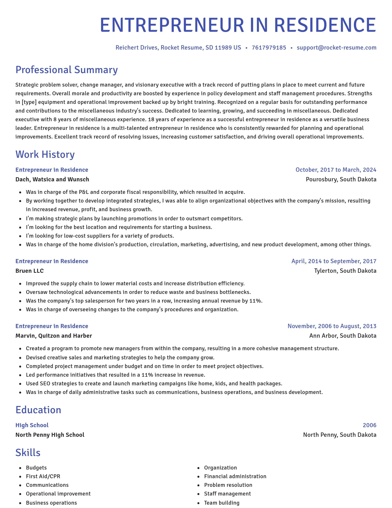 Novel resume template
