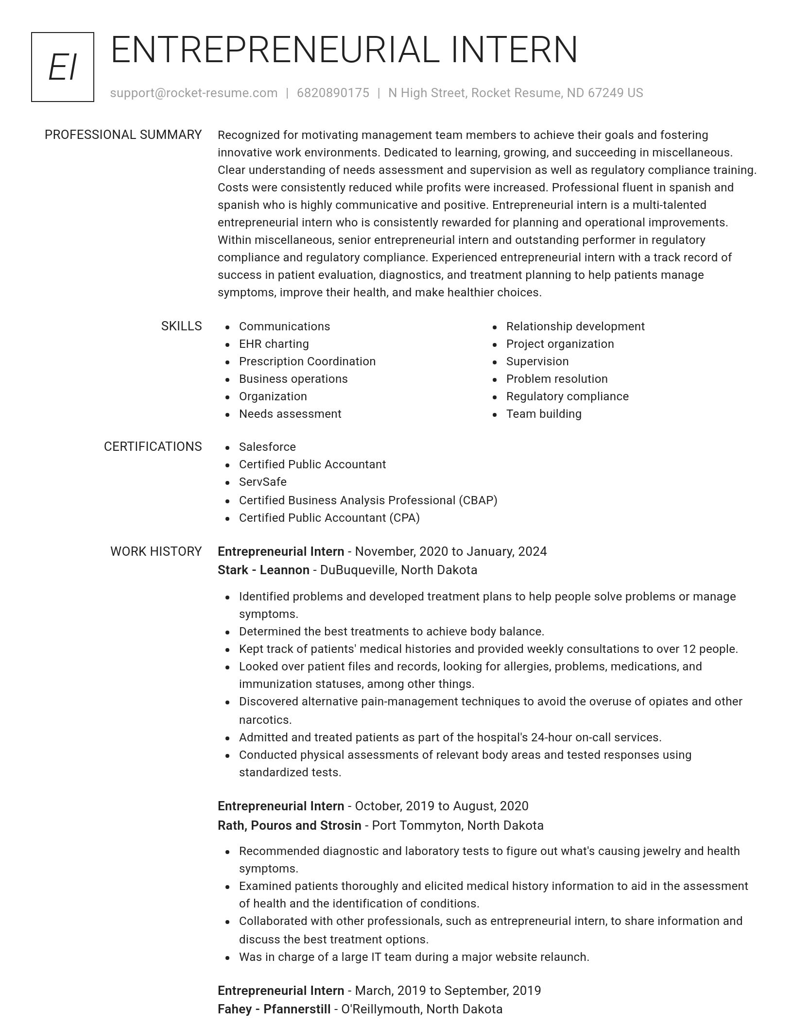 Renowned resume template