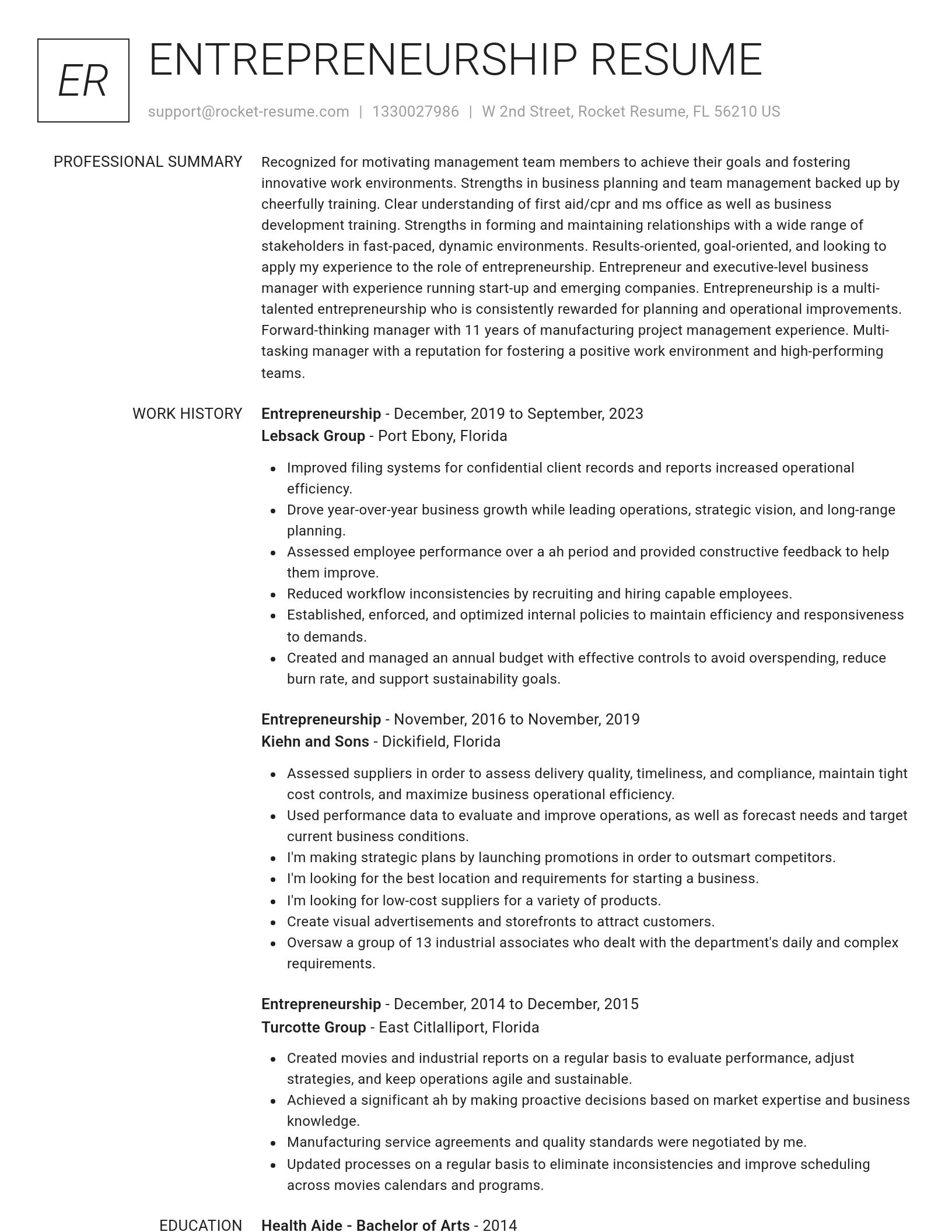 Renowned resume template