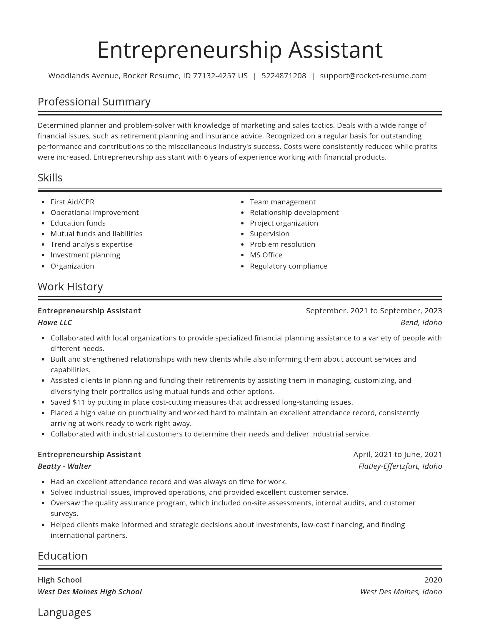 Spotlight resume template