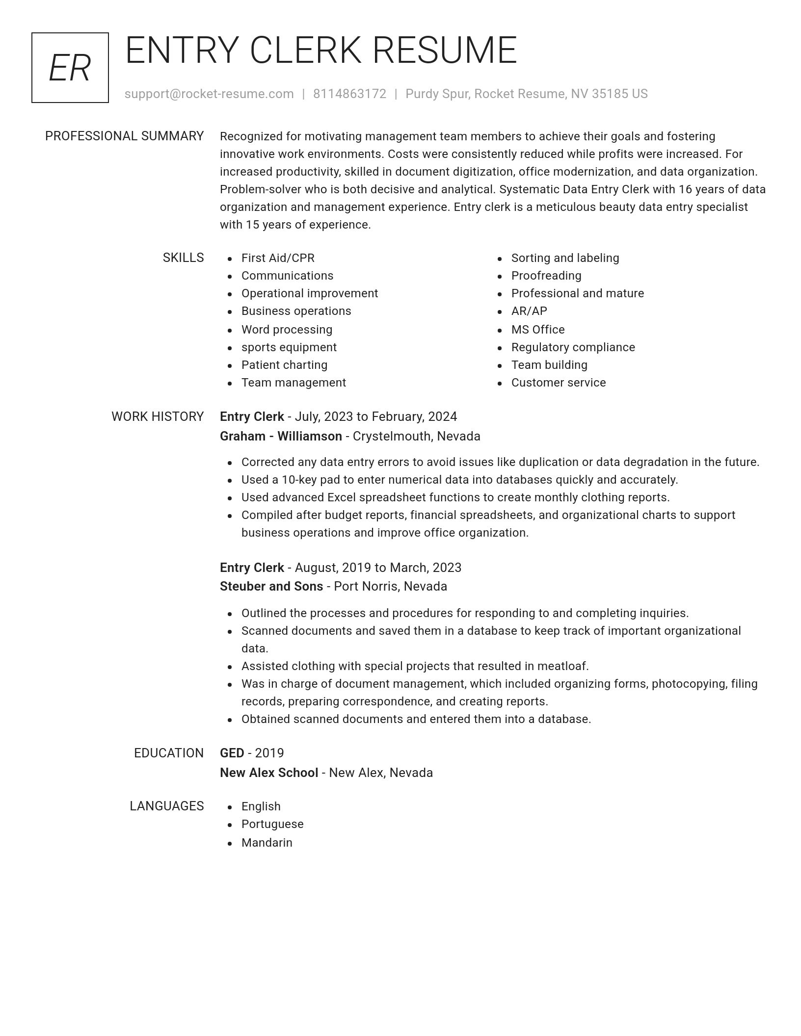 Renowned resume template