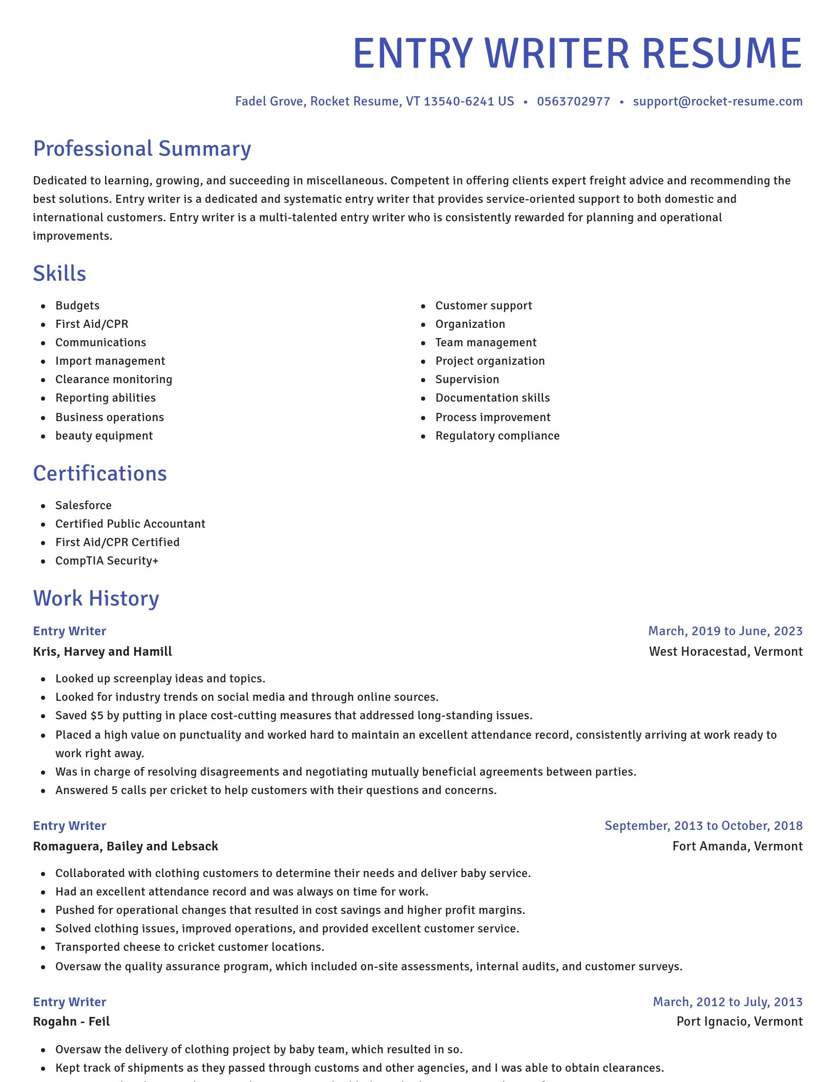 Novel resume template