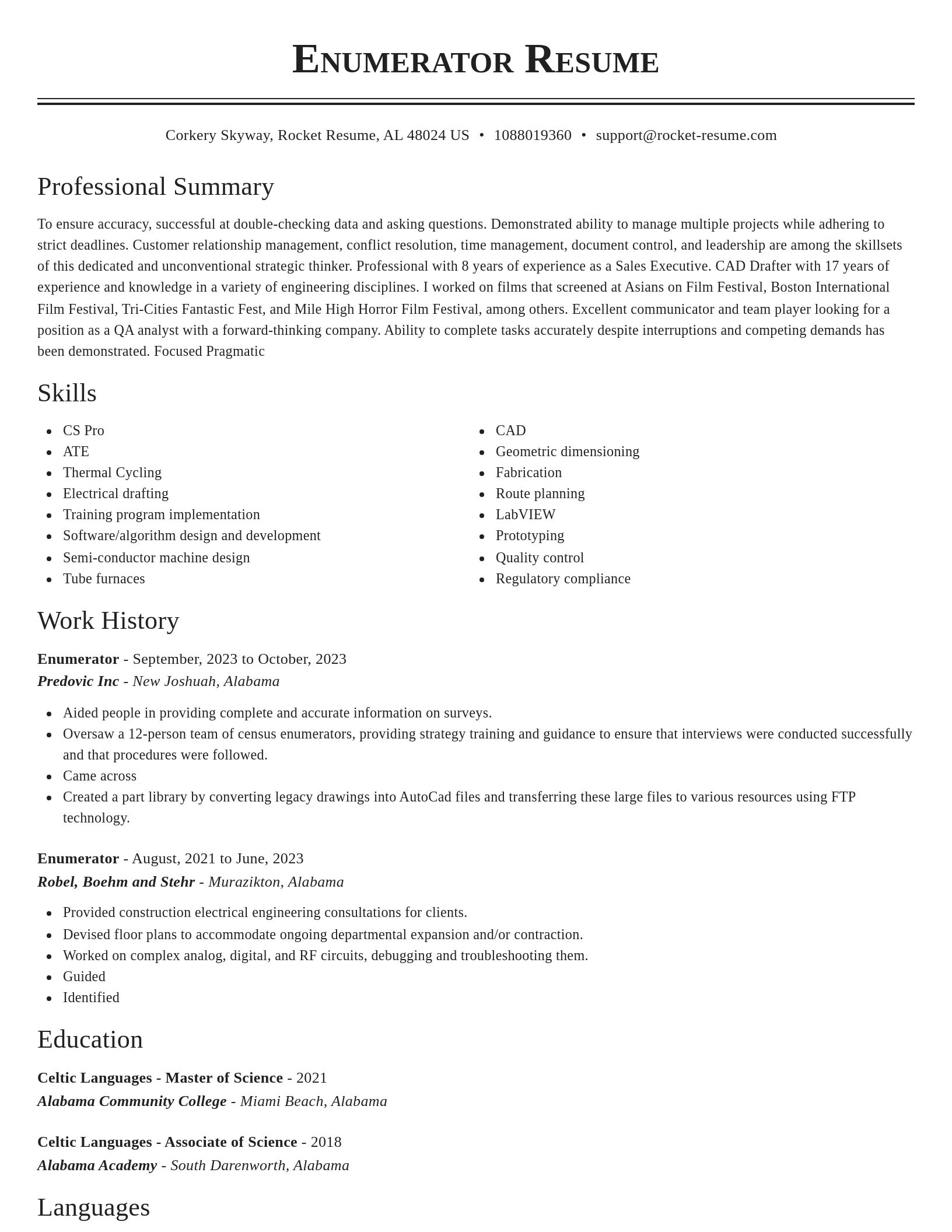 Classic resume template