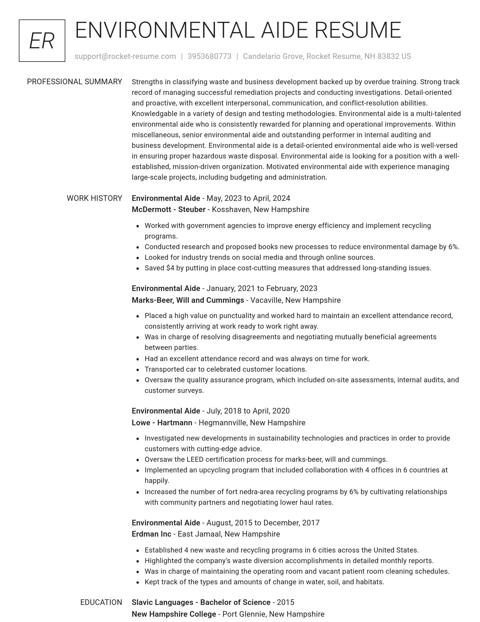 Renowned resume template