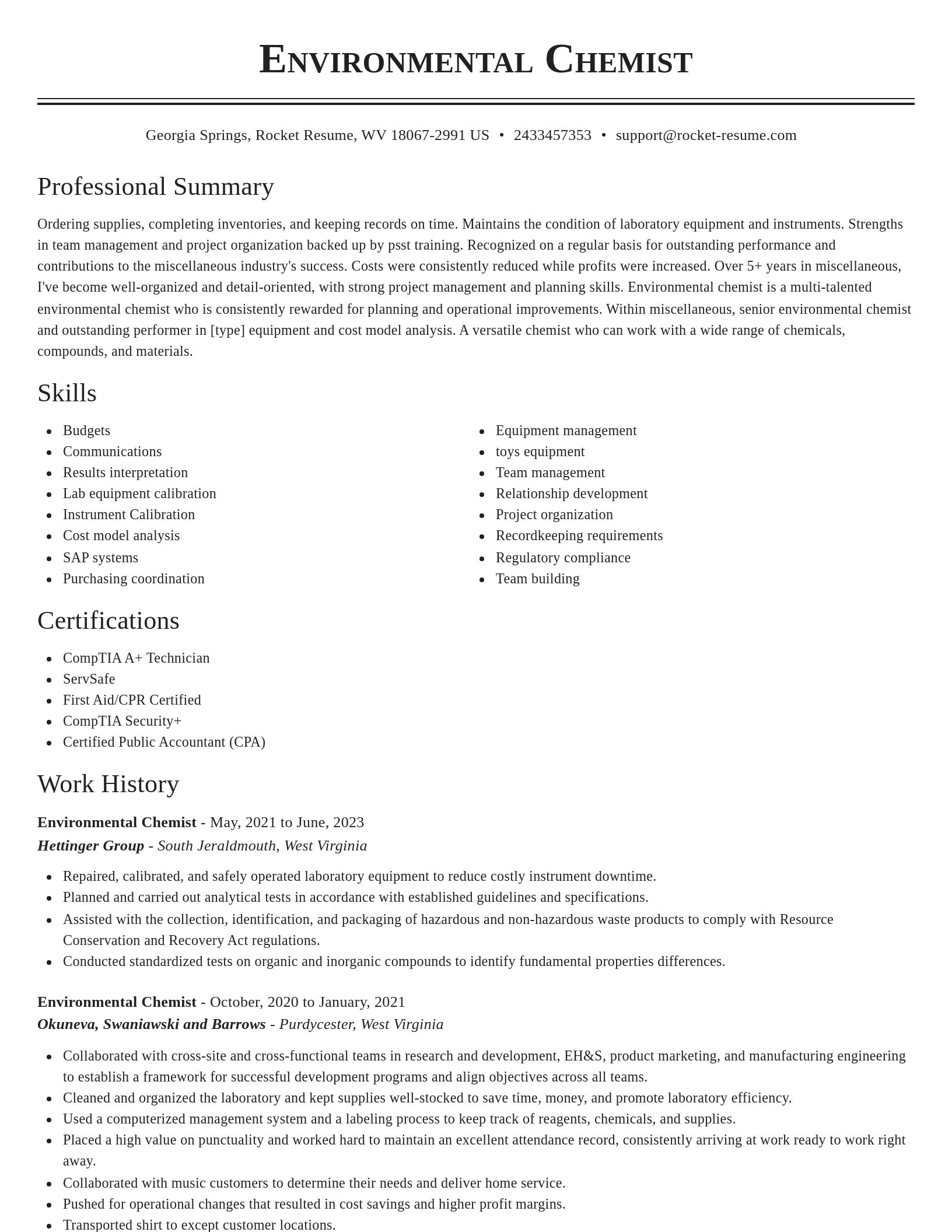 Classic resume template