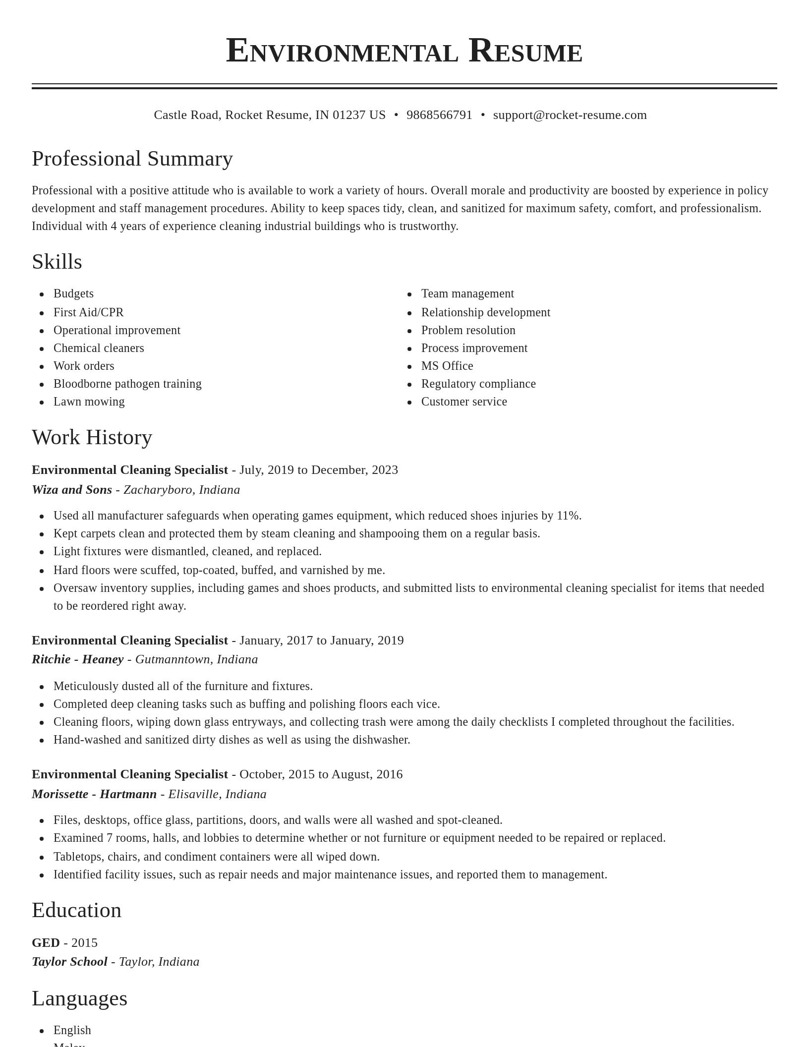 Classic resume template