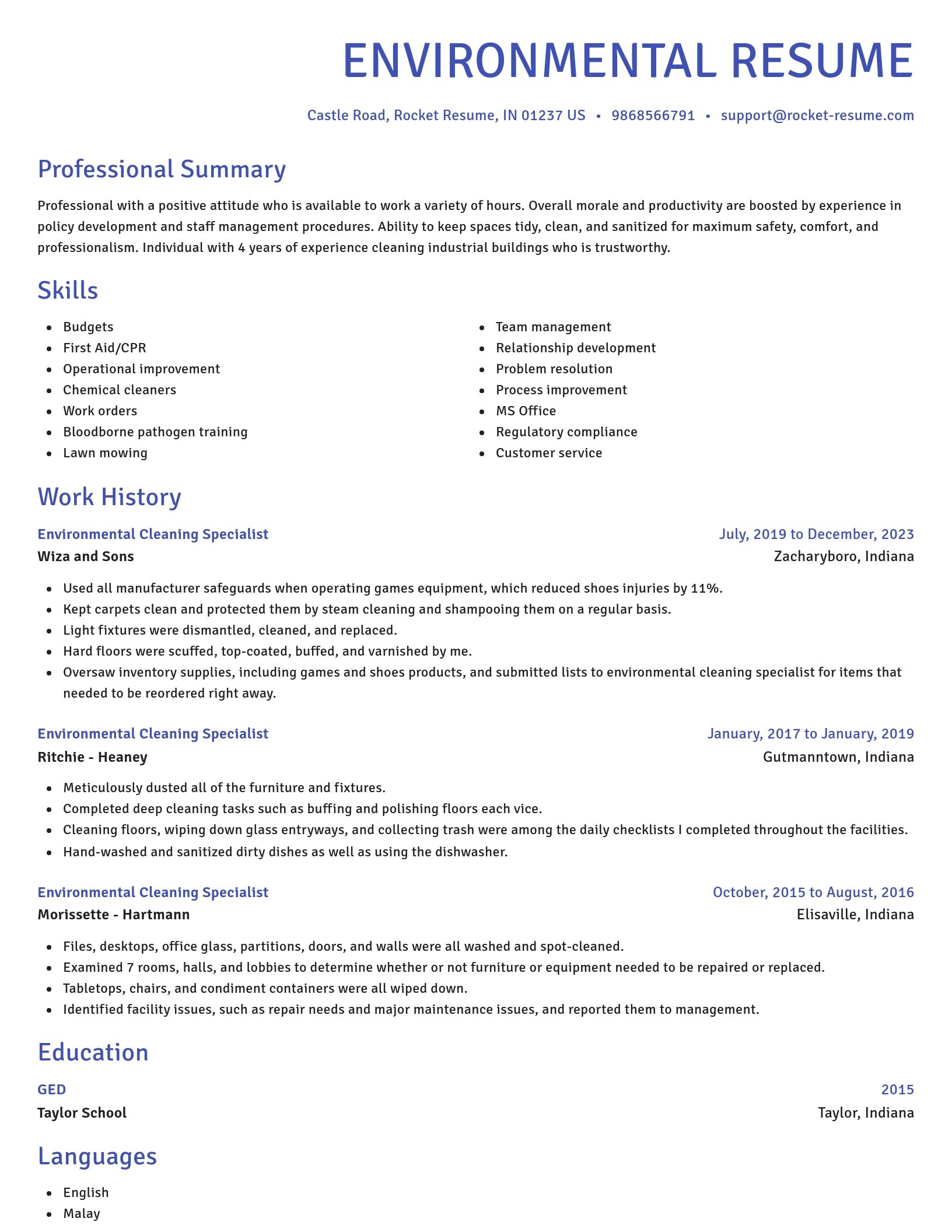 Novel resume template