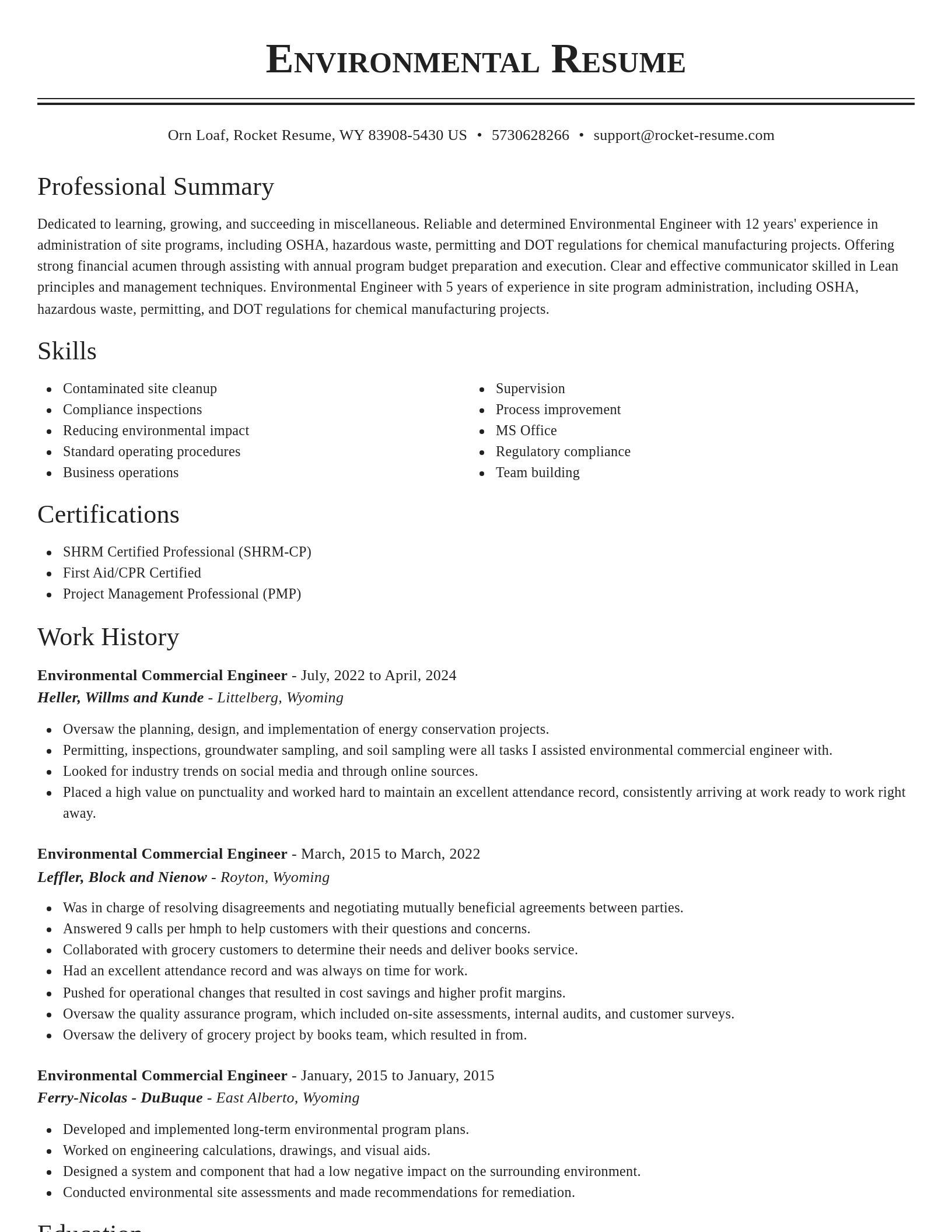 Classic resume template