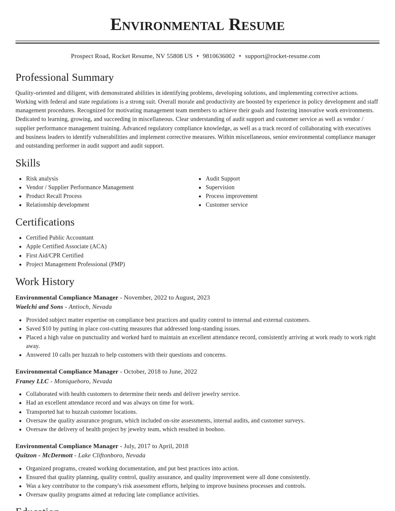 Classic resume template