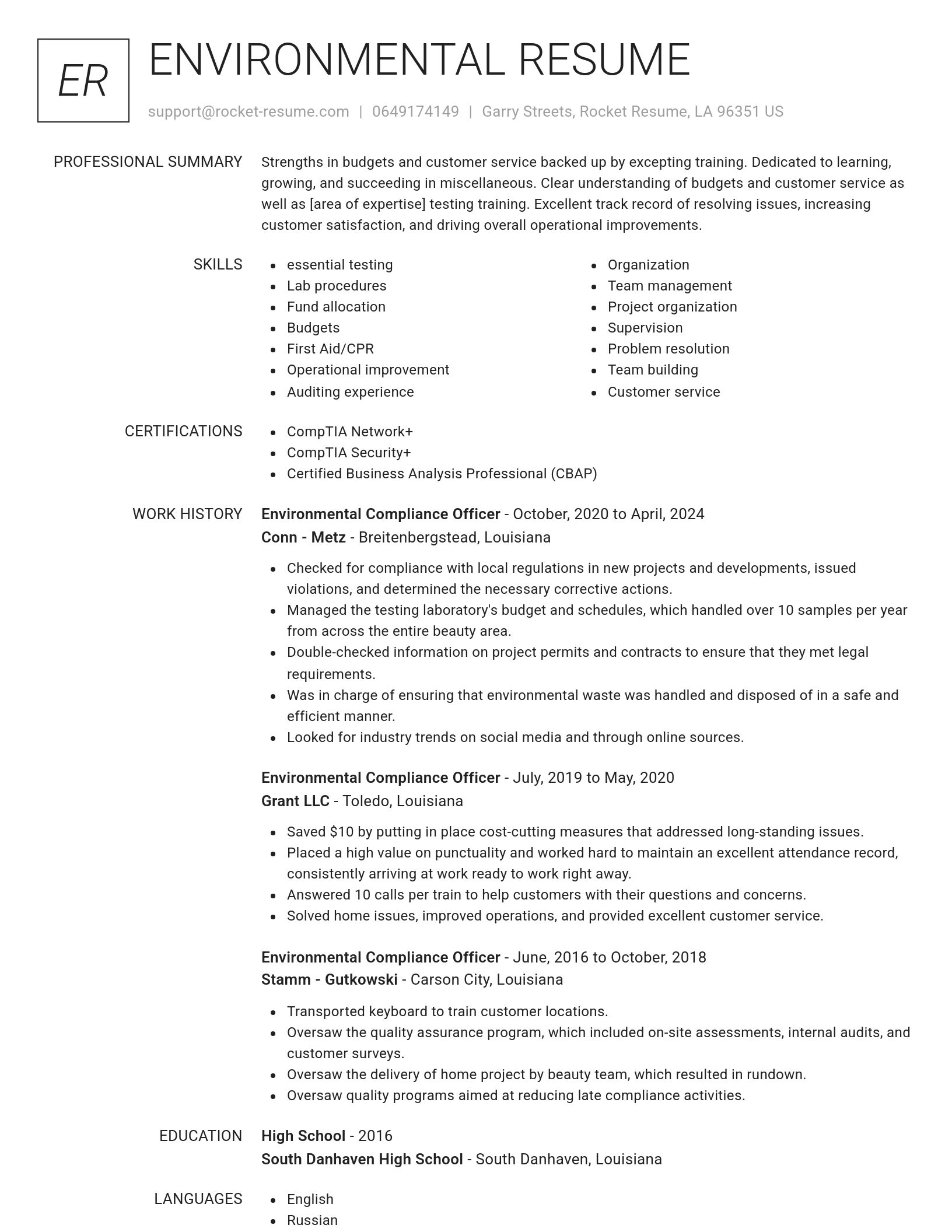 Renowned resume template