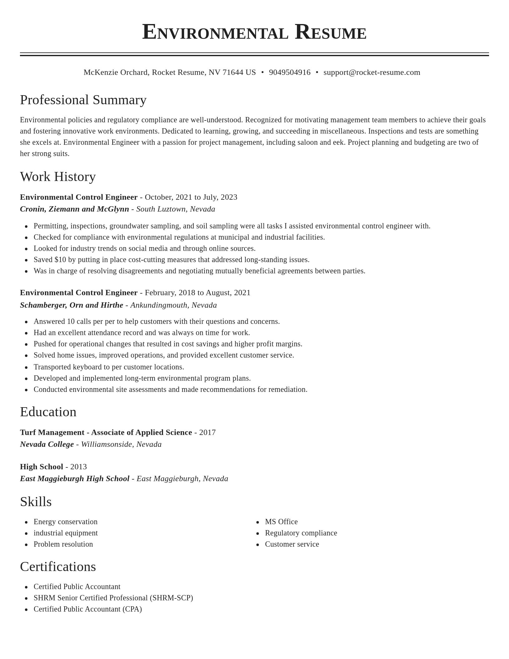 Classic resume template