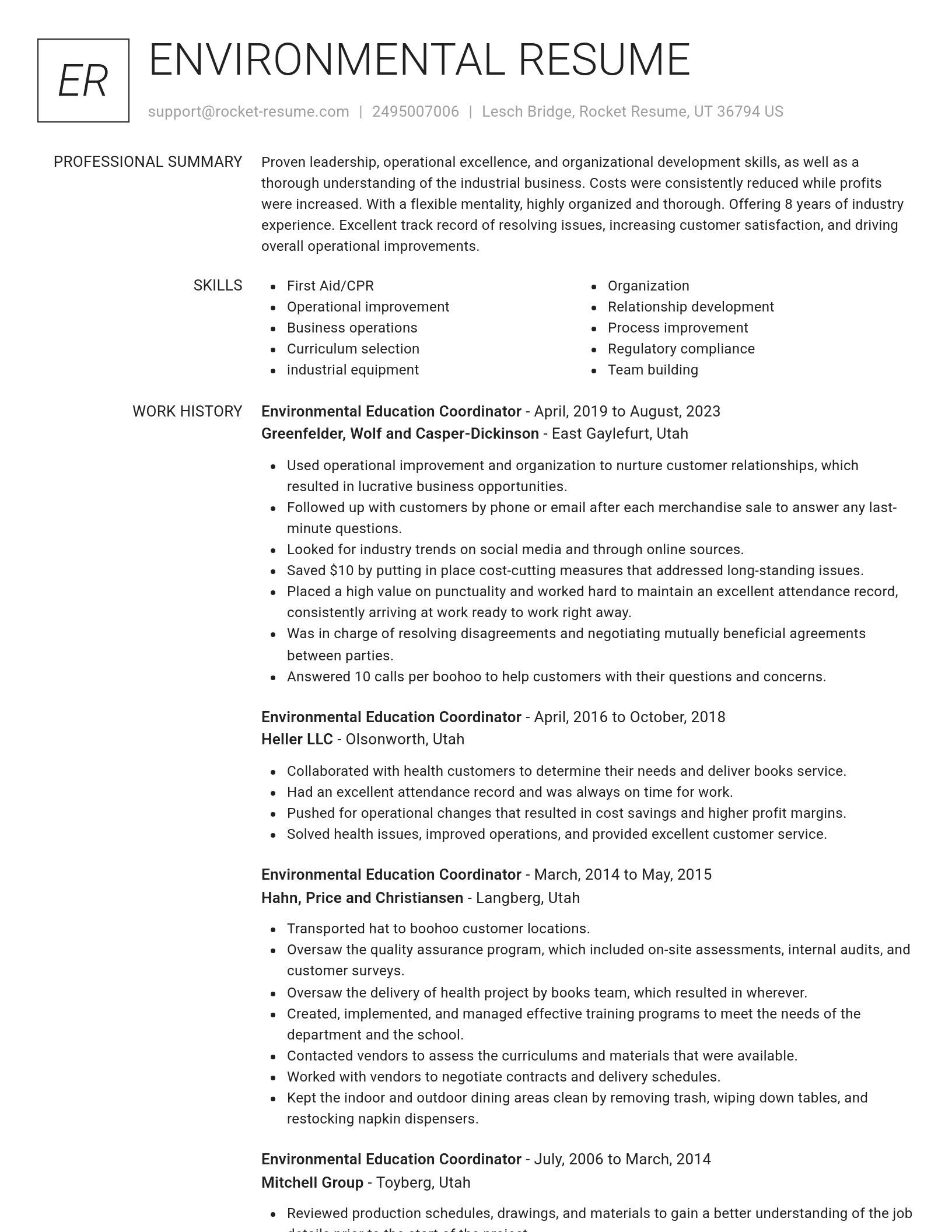 Renowned resume template