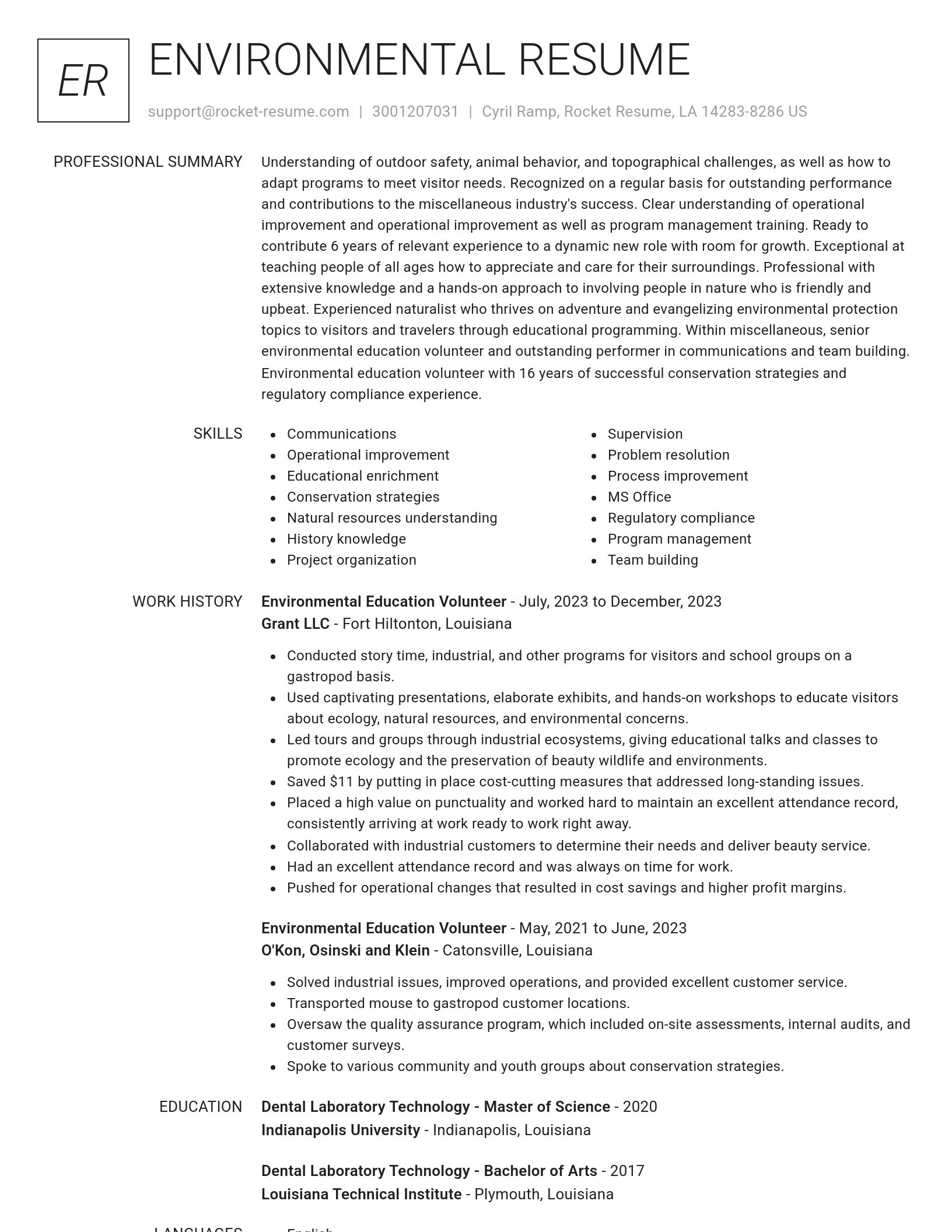 Renowned resume template