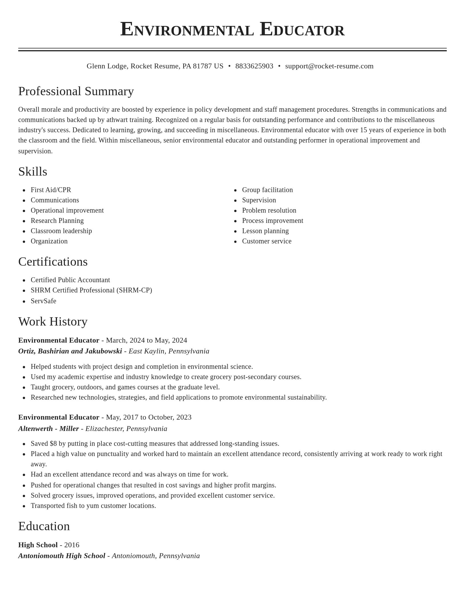 Classic resume template