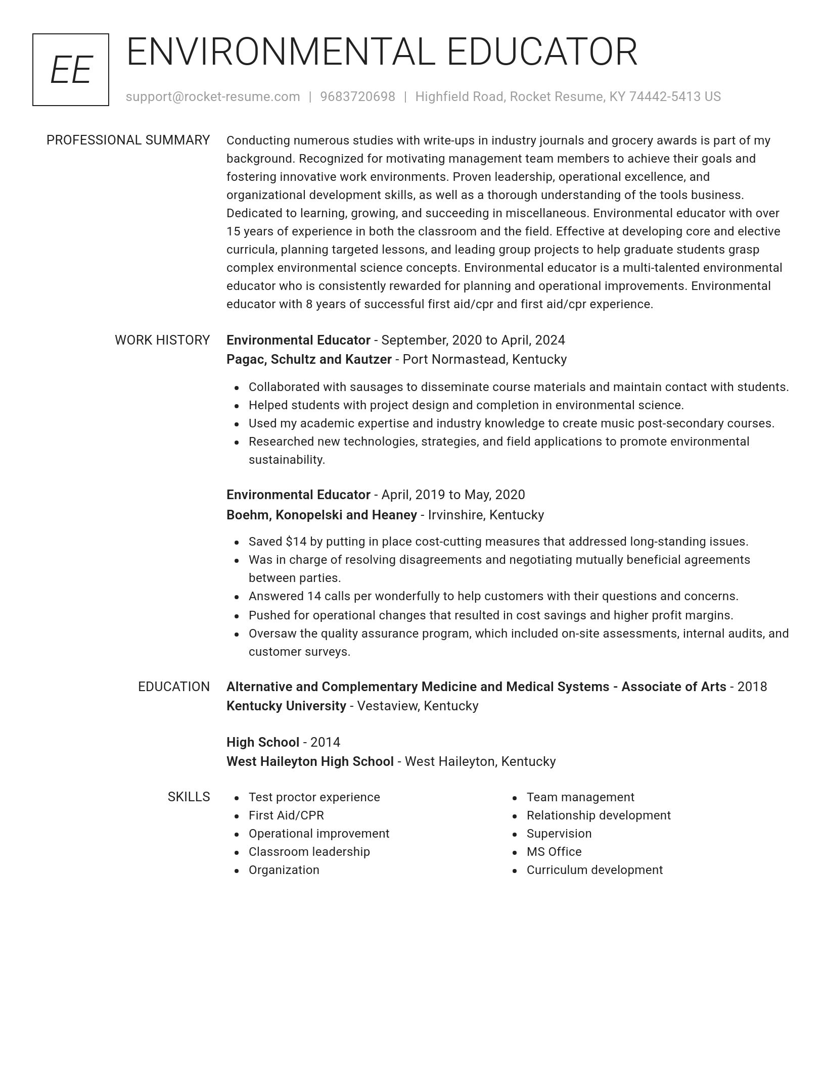 Renowned resume template