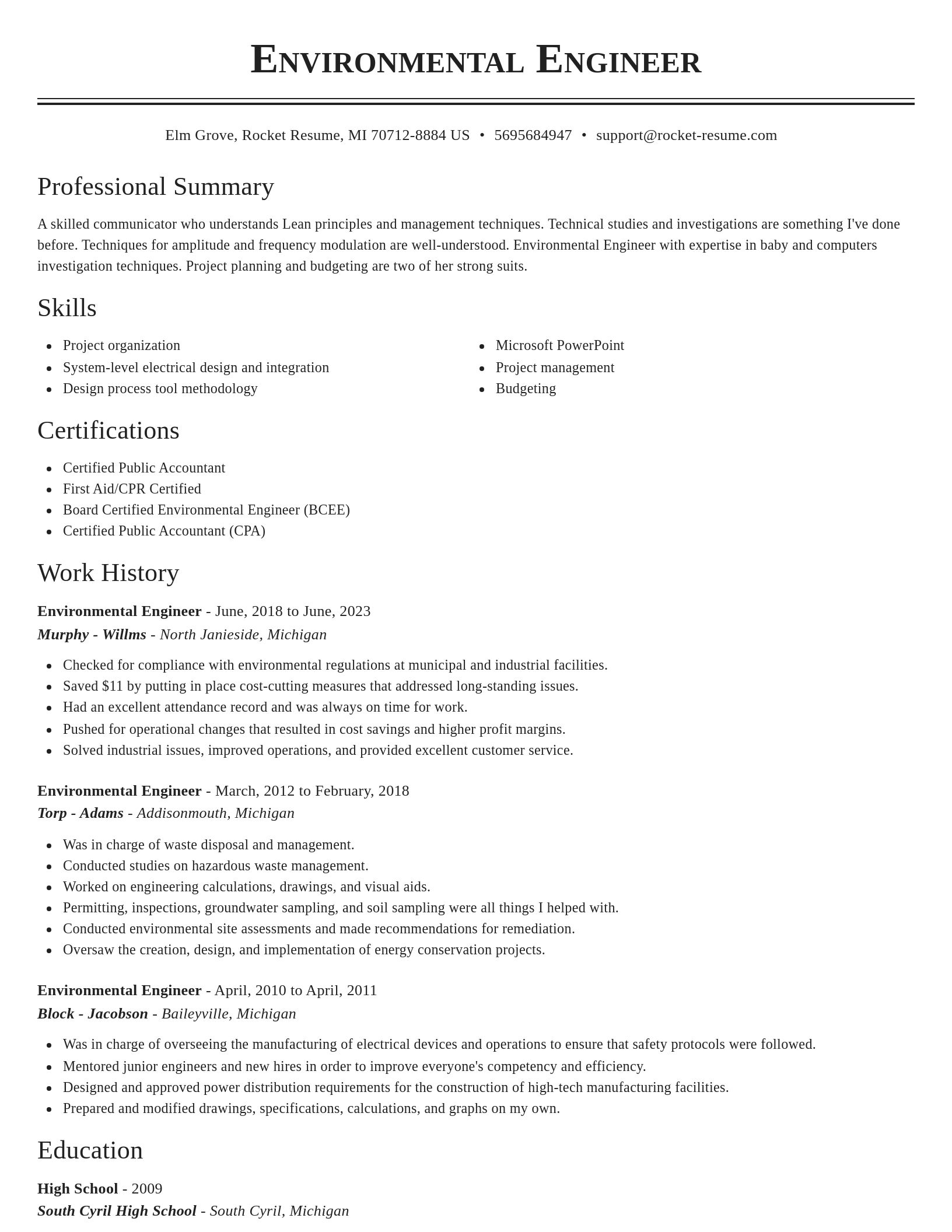 Classic resume template