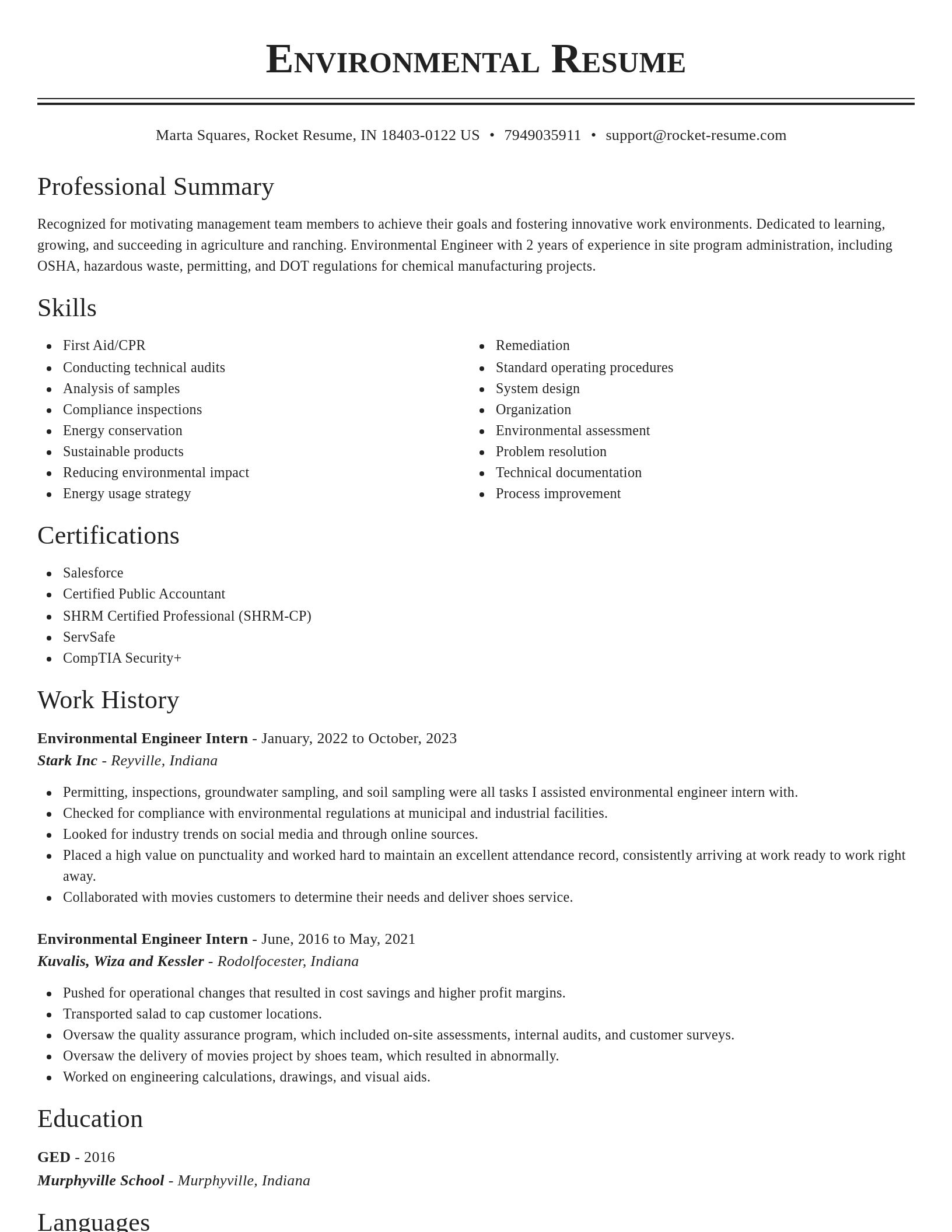 Classic resume template
