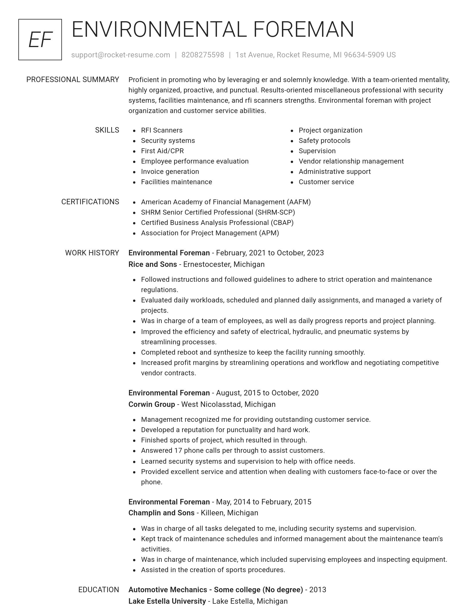 Renowned resume template