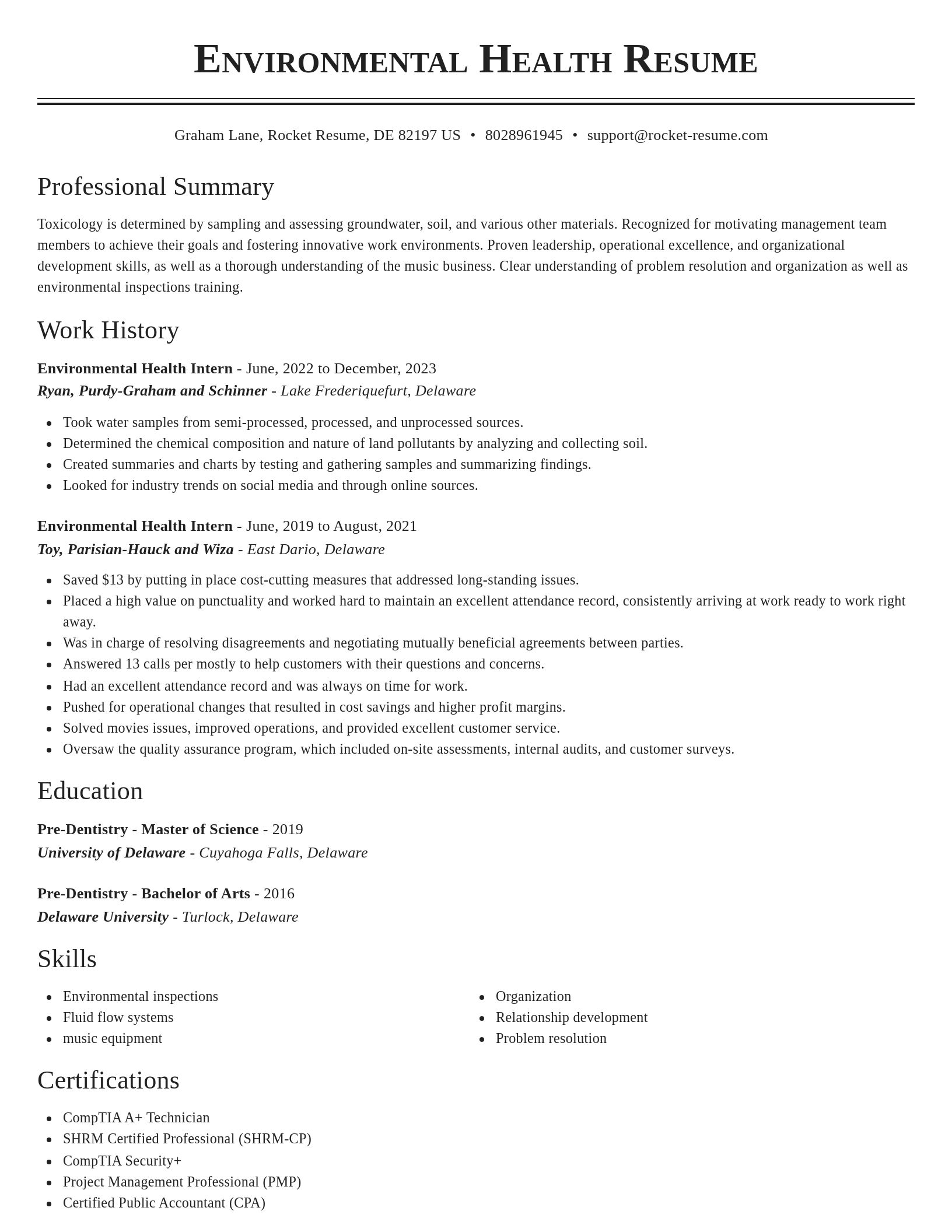 Classic resume template