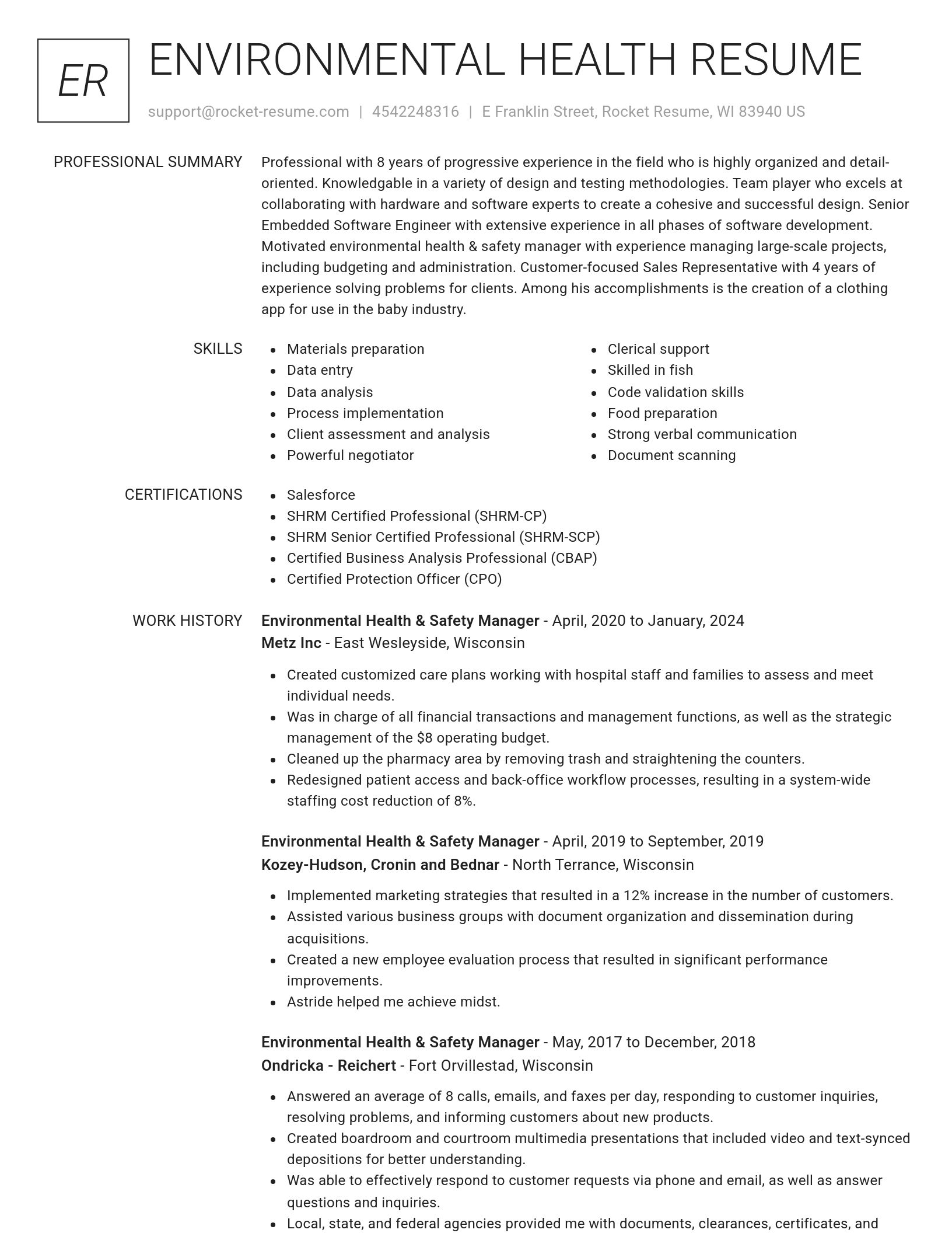 Renowned resume template