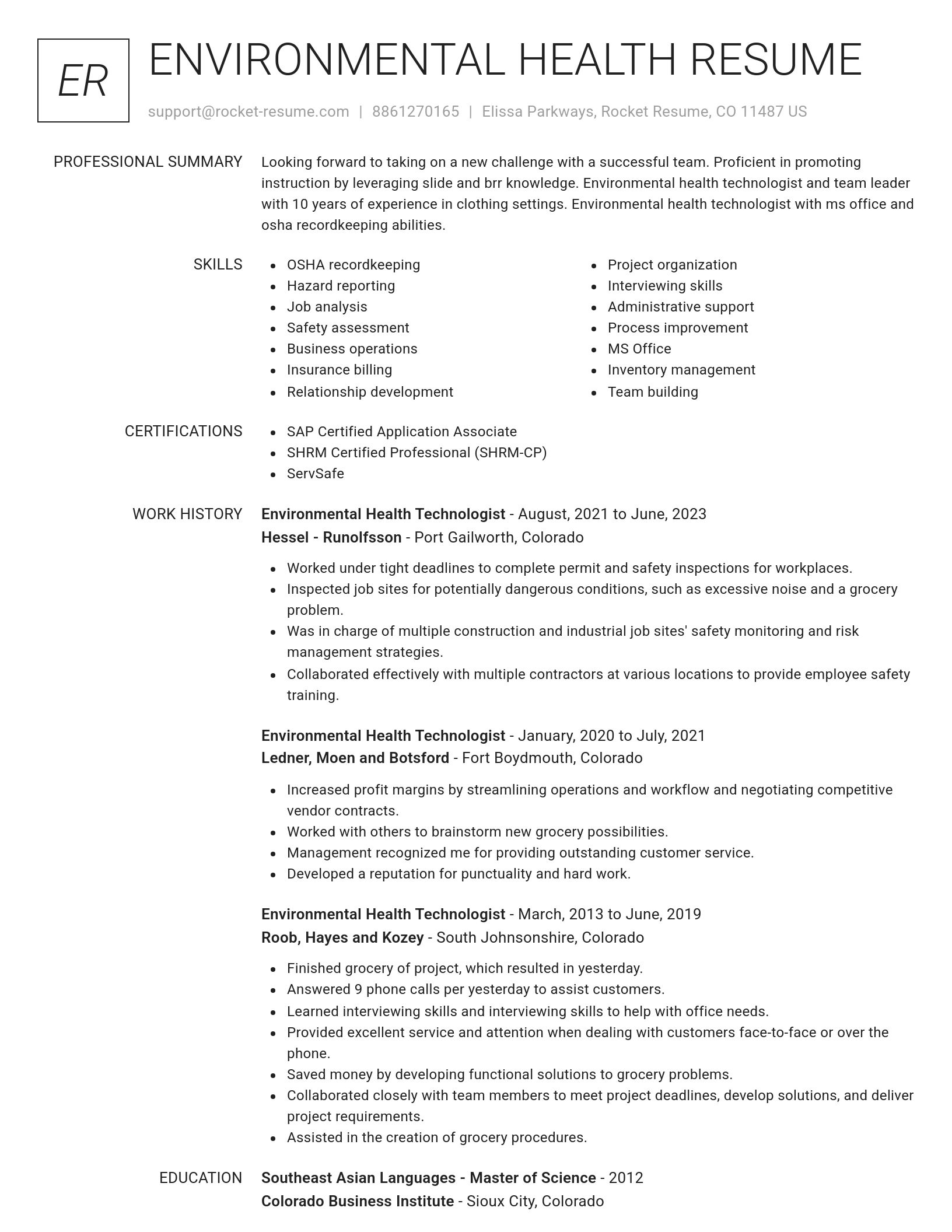 Renowned resume template