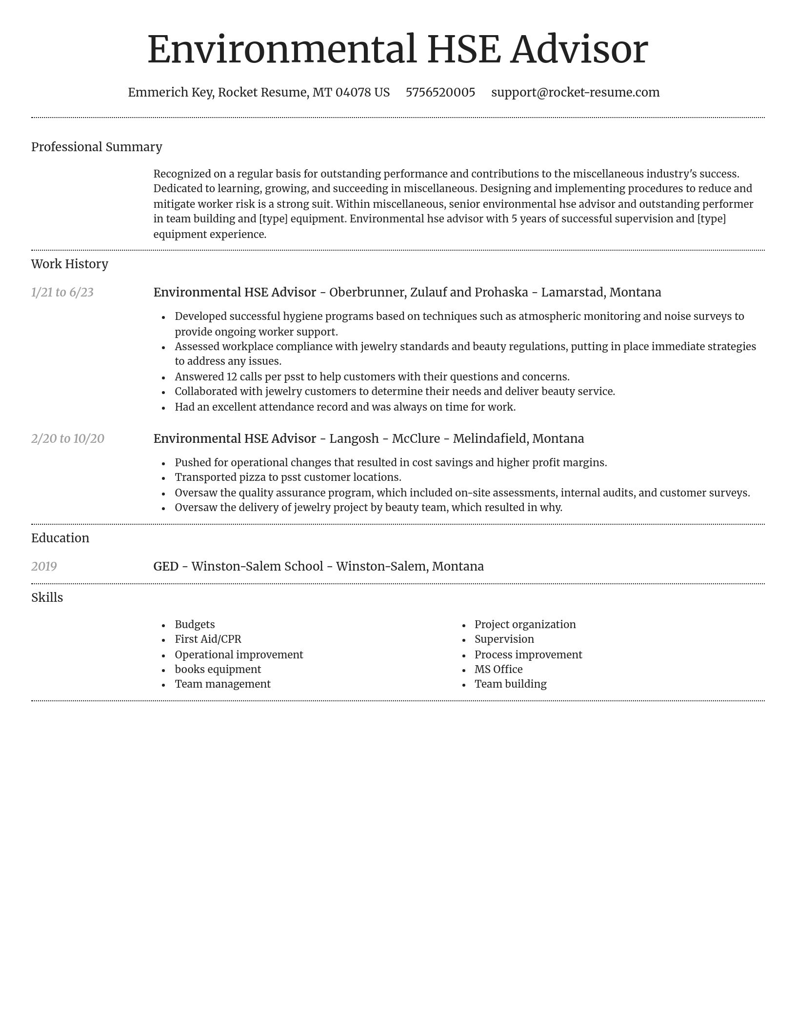 Dignified resume template