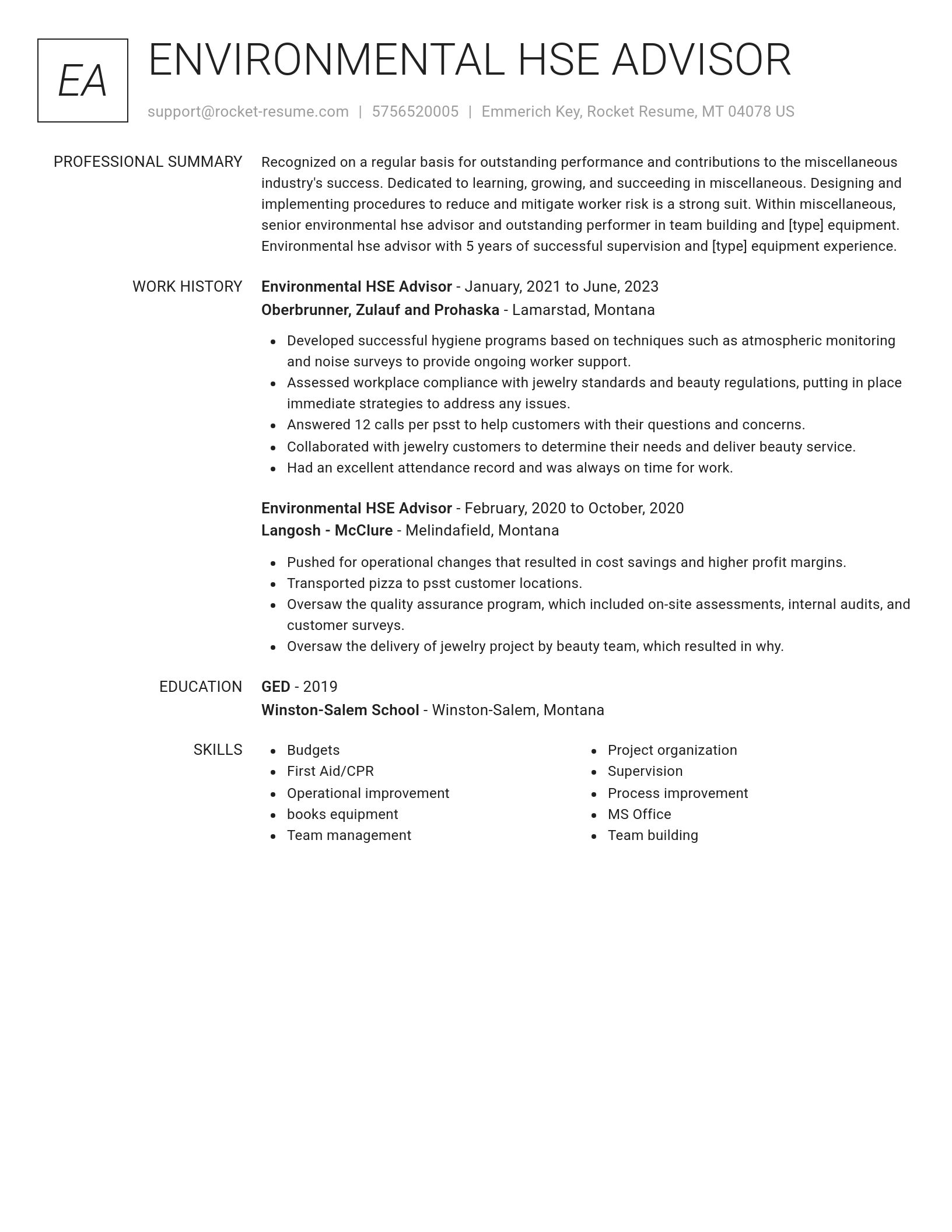 Renowned resume template