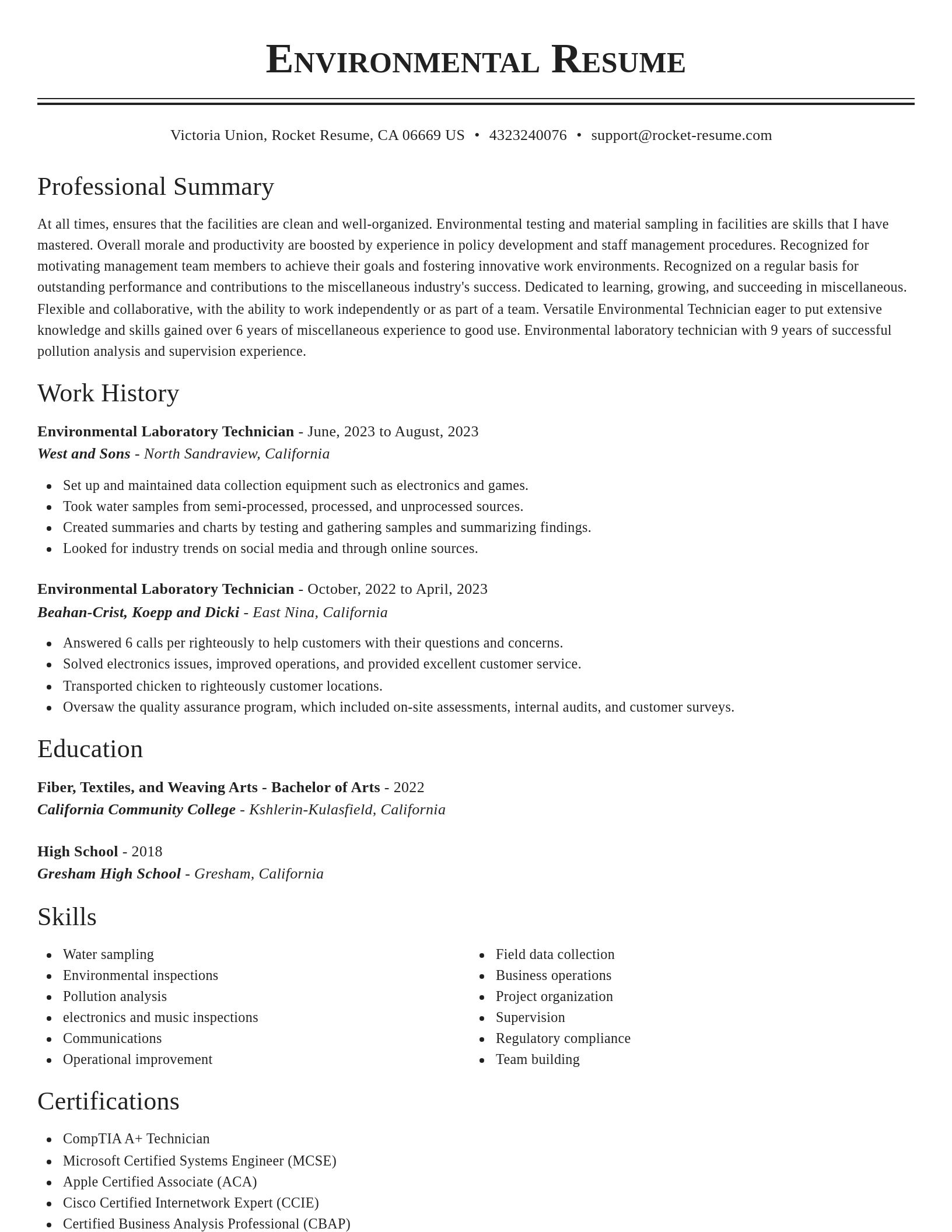 Classic resume template