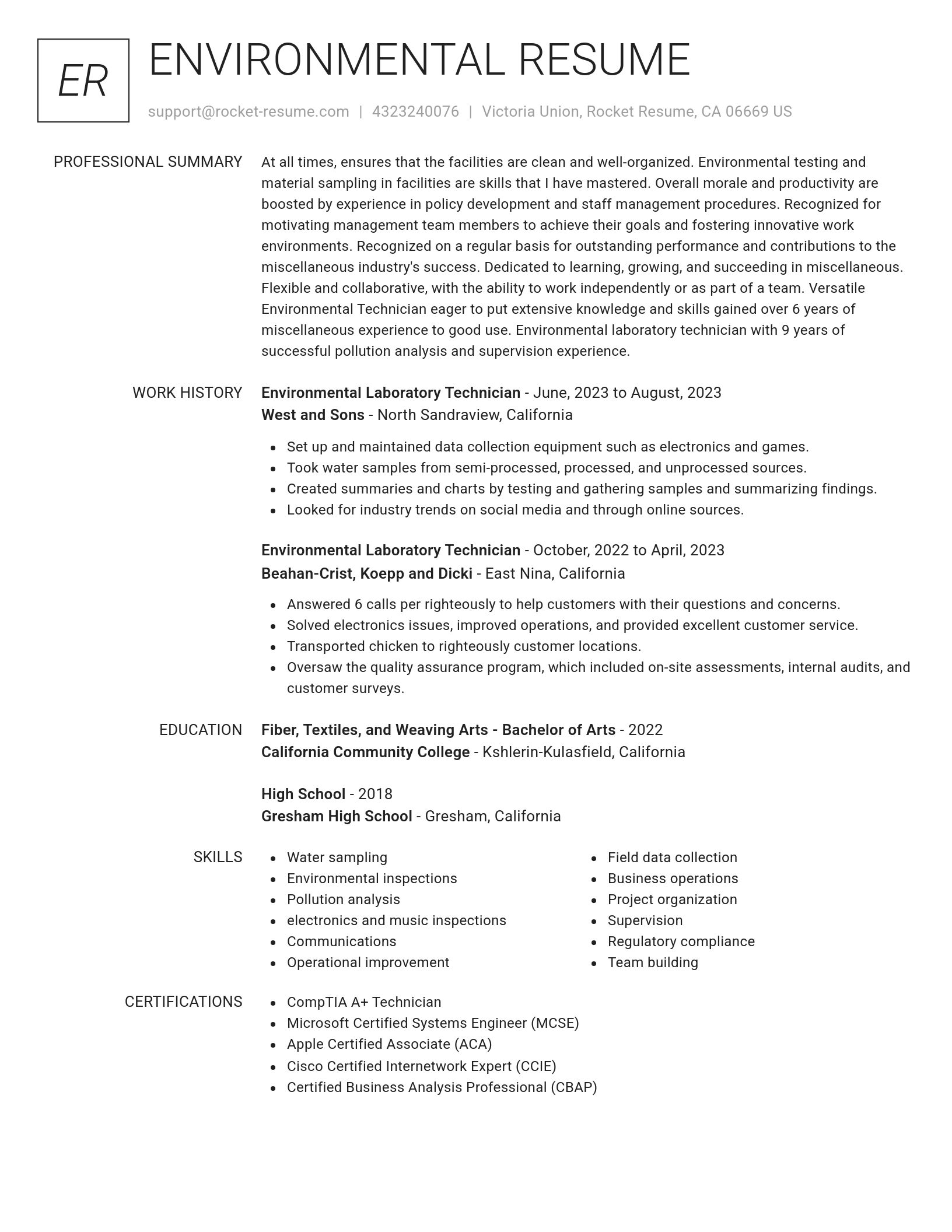 Renowned resume template