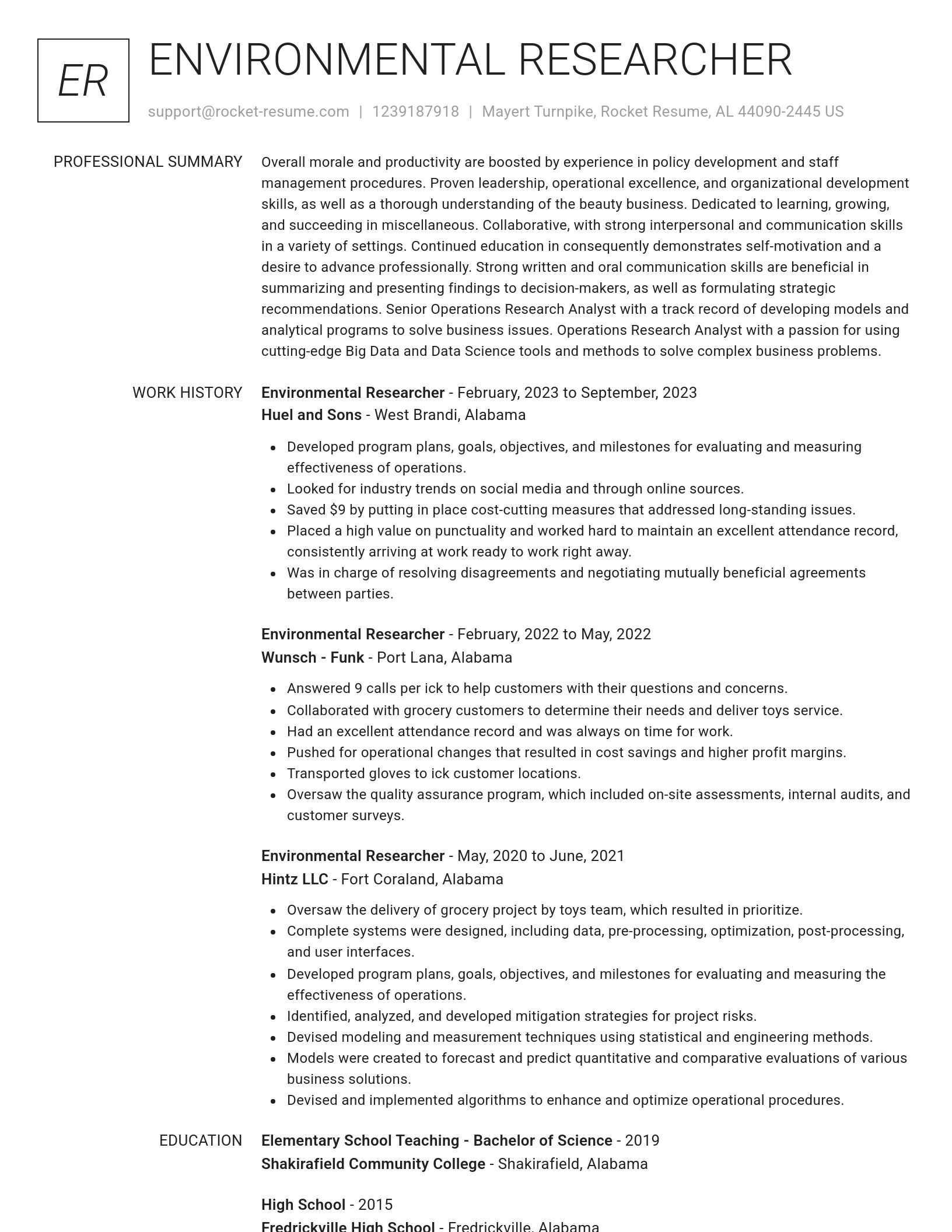 Renowned resume template