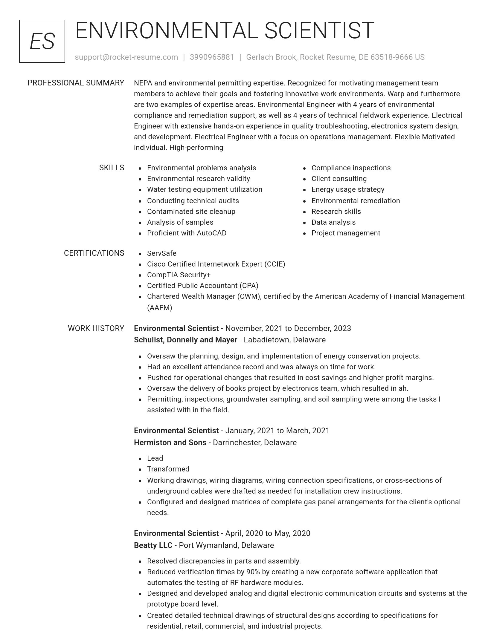 Renowned resume template