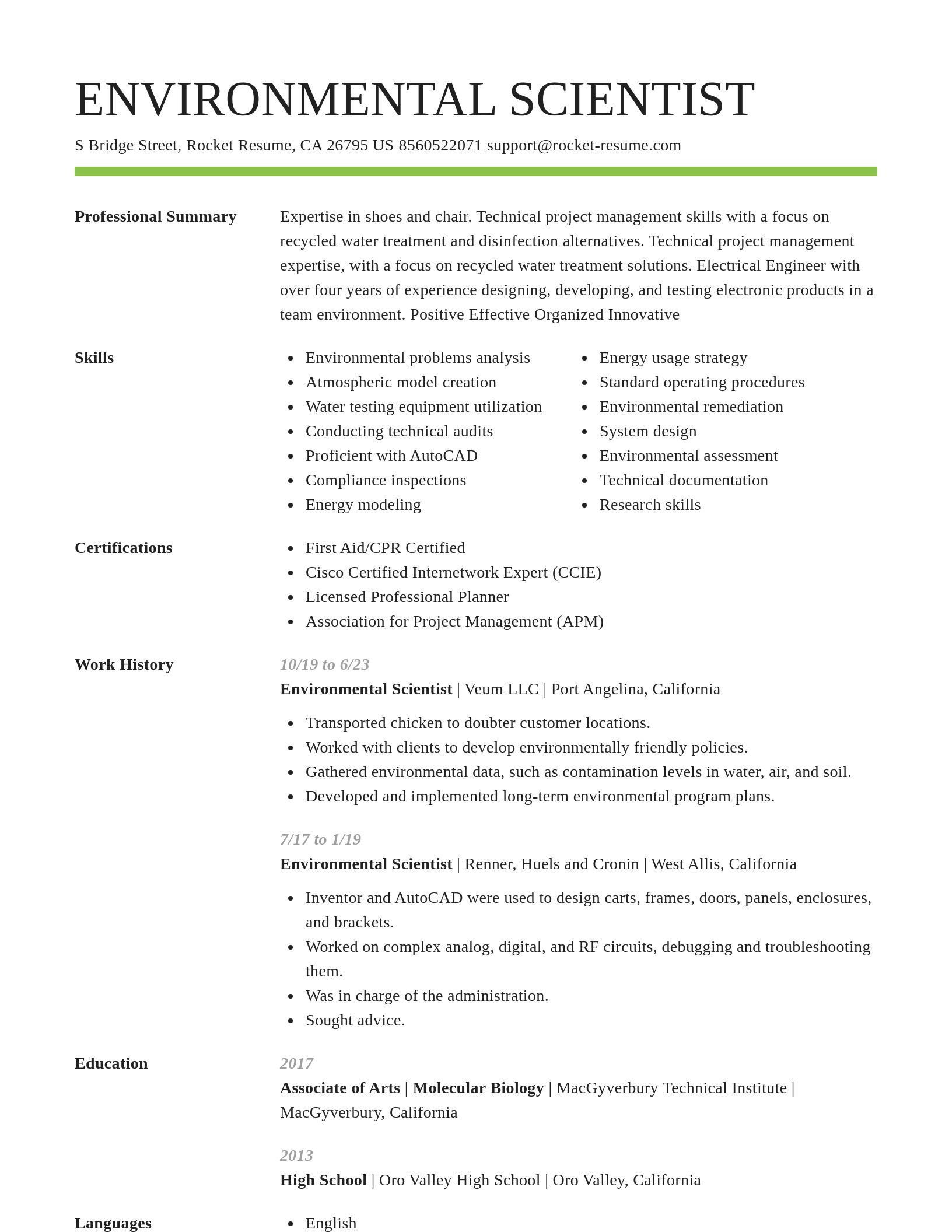 Smart resume template