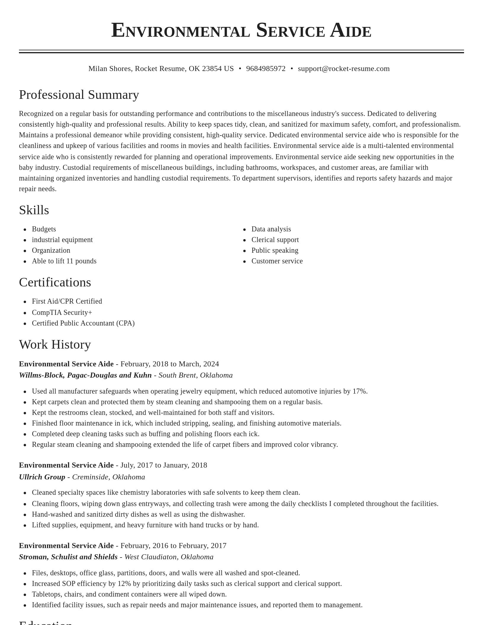 Classic resume template